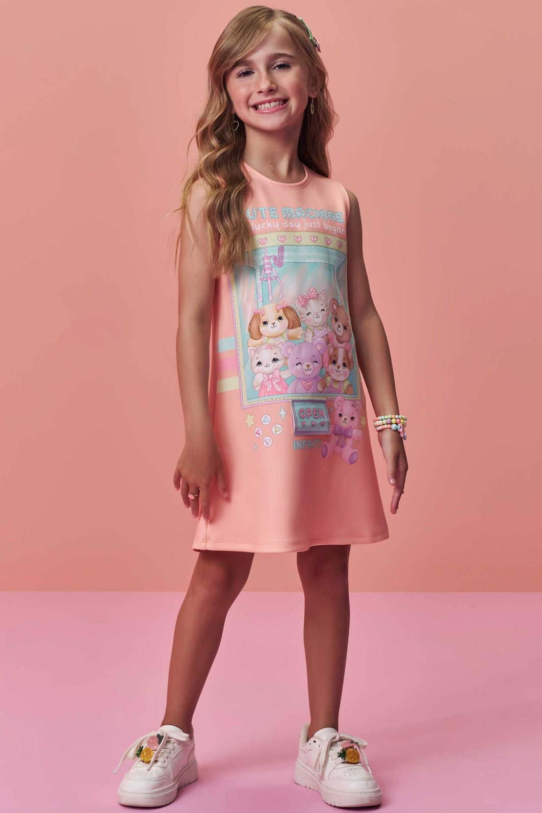Vestido em fly tech 97942 Infanti Infantil Menina Vestido em fly tech 97942 Infanti Infantil Menina