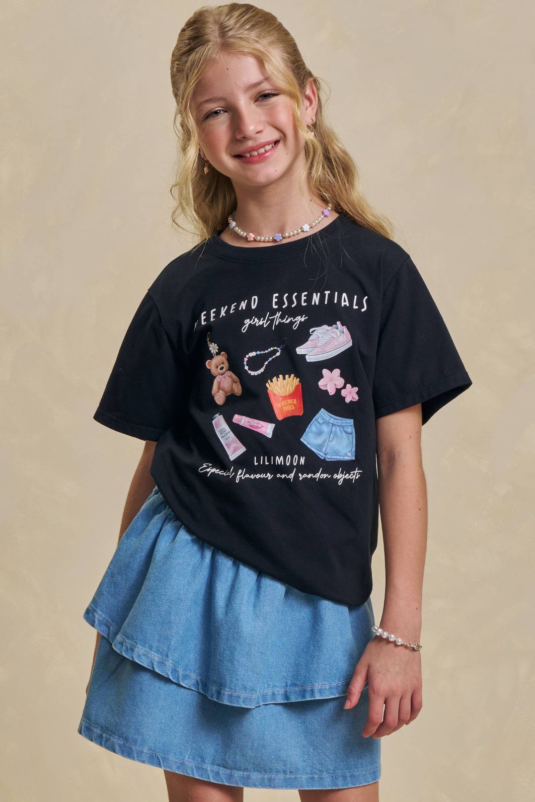 Camiseta comfy em meia malha 95059 Lilimoon Teen Menina Camiseta comfy em meia malha 95059 Lilimoon Teen Menina