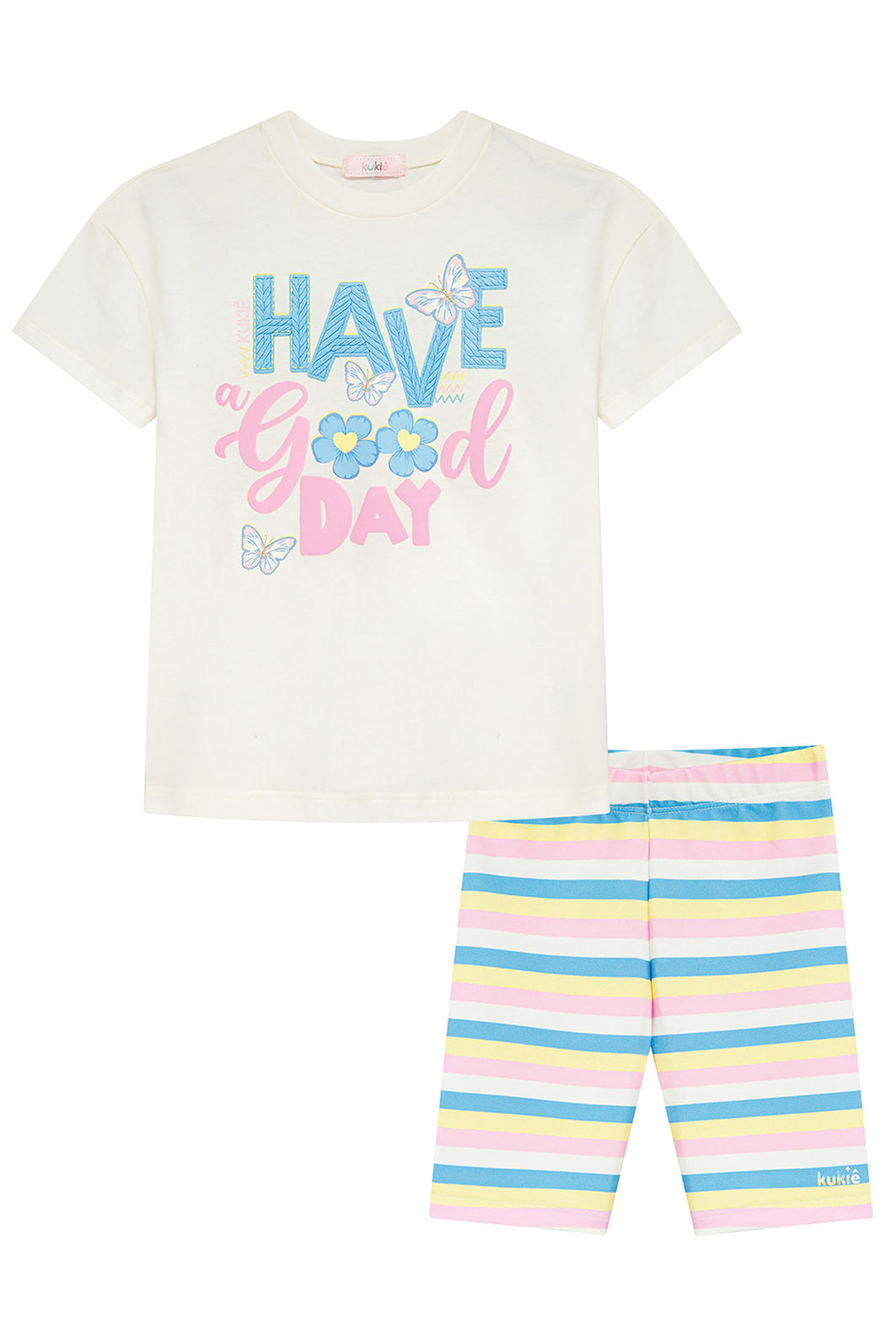 Conjunto de camiseta em meia malha e bermuda biker em molecotton 96368 Kukiê Infantil Menina Conjunto de camiseta em meia malha e bermuda biker em molecotton 96368 Kukiê Infantil Menina