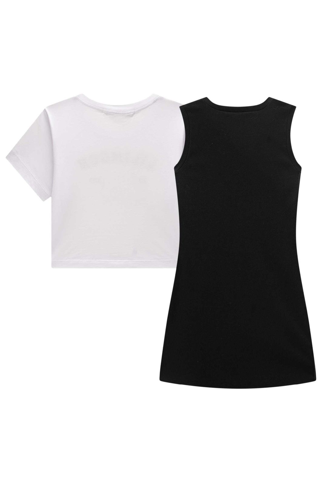 Vestido em canelado liz e blusa de sobreposição em meia malha 98203 Lilimoon Teen Menina Vestido em canelado liz e blusa de sobreposição em meia malha 98203 Lilimoon Teen Menina