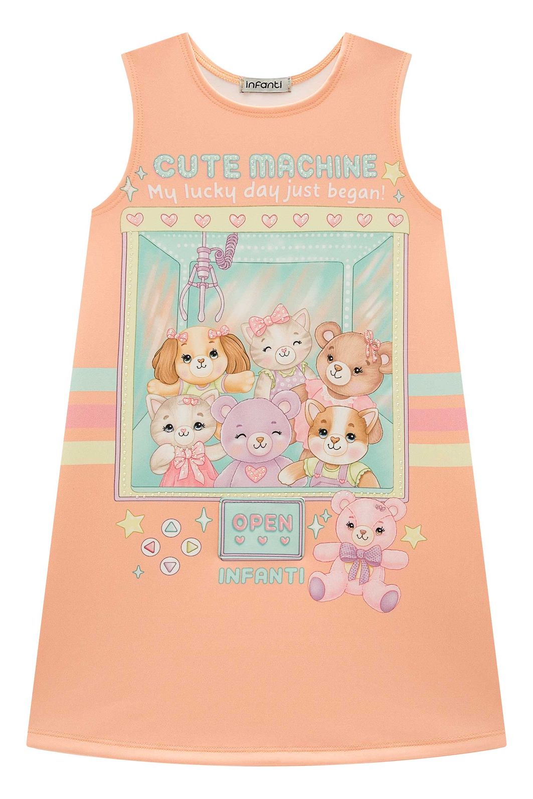Vestido em fly tech 97942 Infanti Infantil Menina Vestido em fly tech 97942 Infanti Infantil Menina