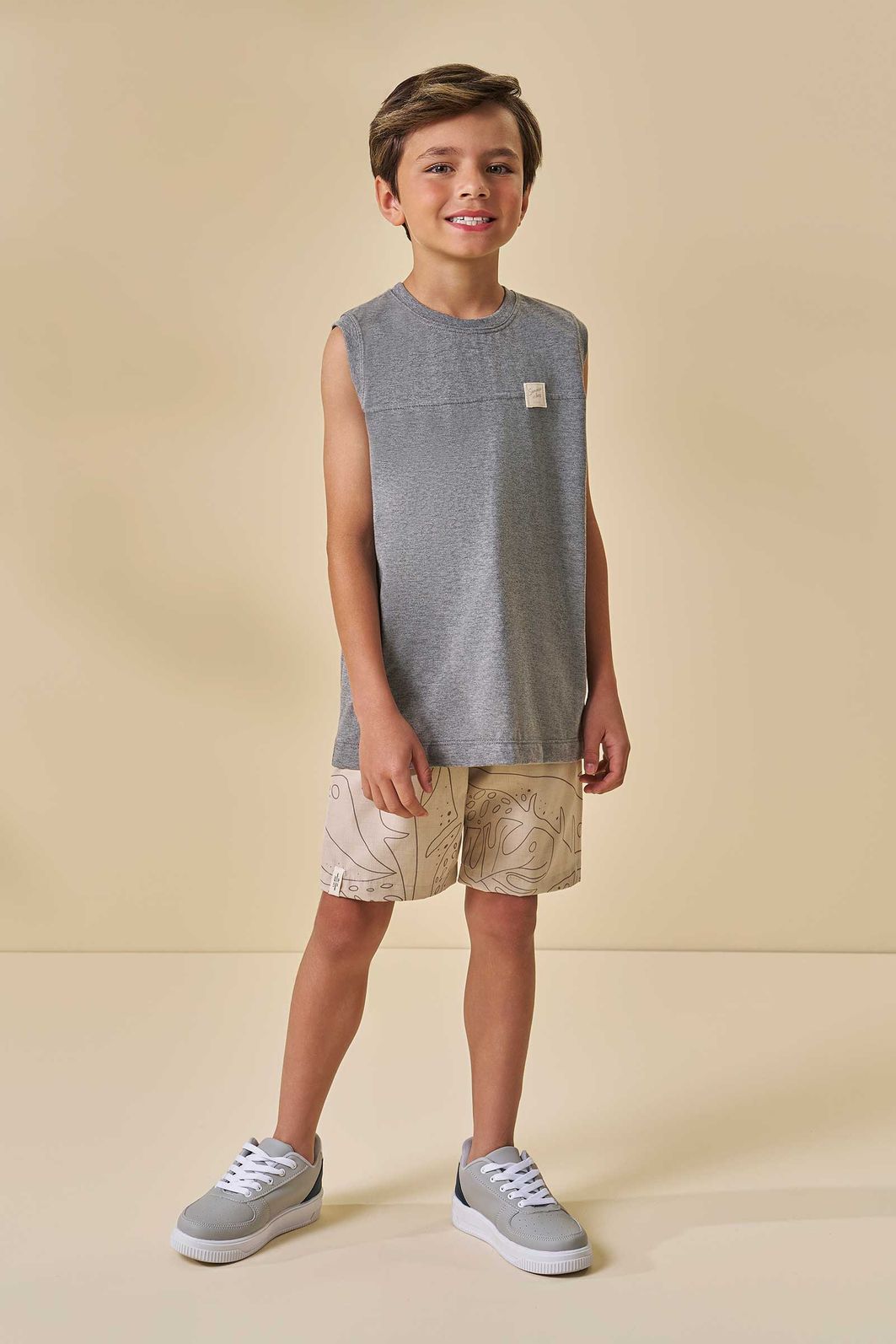Conjunto de regata em meia malha e bermuda em nylon 97163 LucBoo Infantil Menino Conjunto de regata em meia malha e bermuda em nylon 97163 LucBoo Infantil Menino