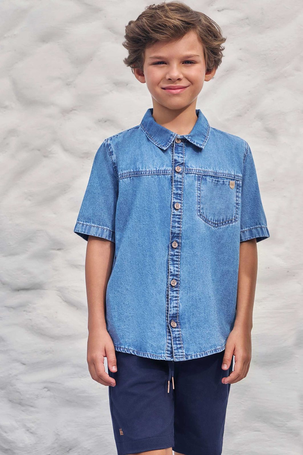 Camisa em jeans teca 99377 LucBoo Infantil Menino Camisa em jeans teca 99377 LucBoo Infantil Menino