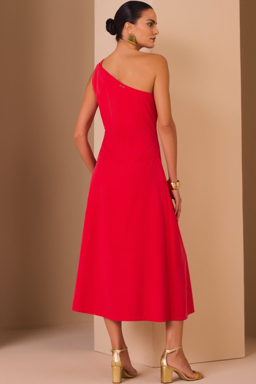 Vestido midi em tecido alfaiataria peach touch 97887 Linzzi Vestido midi em tecido alfaiataria peach touch 97887 Linzzi