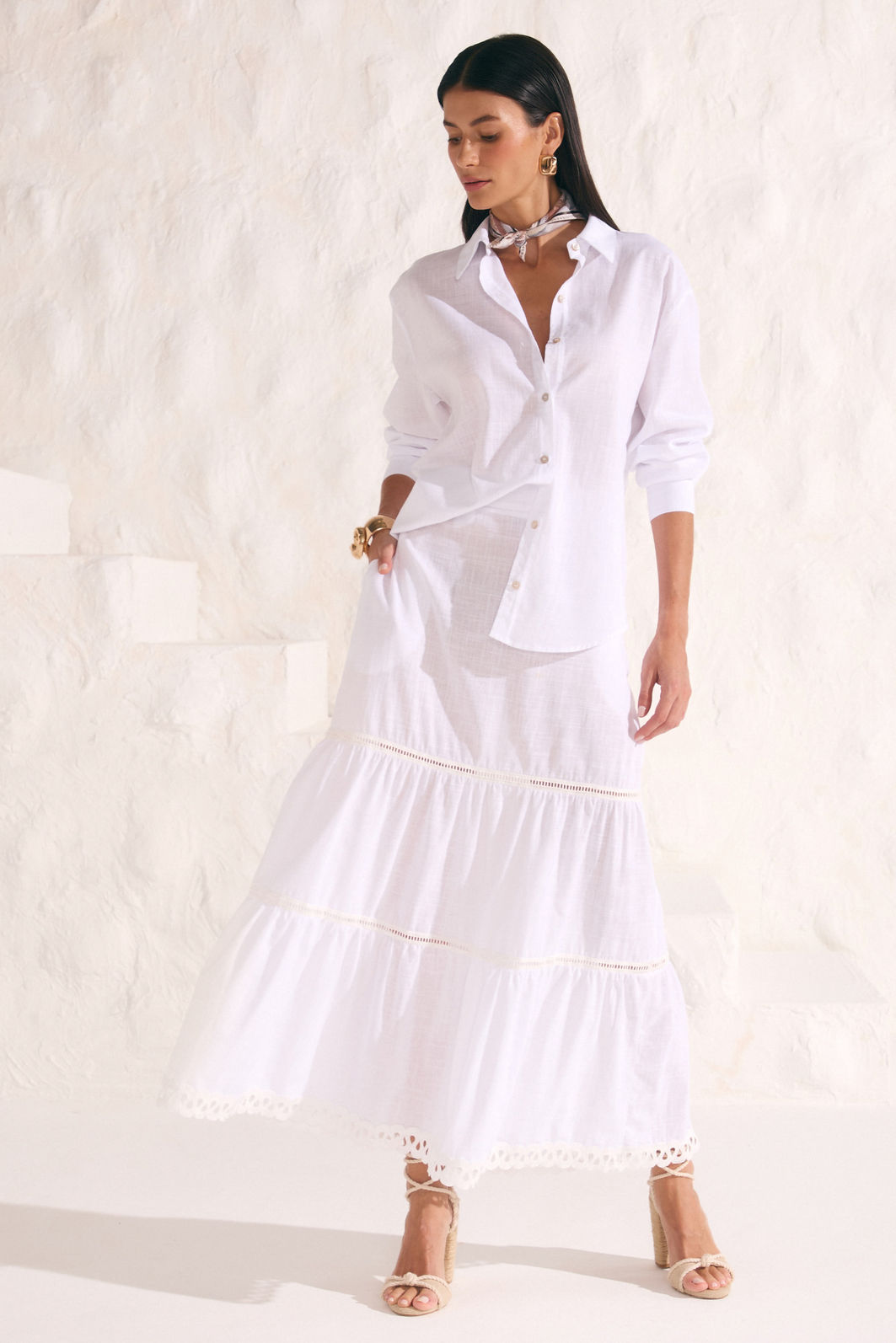 Saia maxi midi em viscose de linho 86573 Linzzi Saia maxi midi em viscose de linho 86573 Linzzi