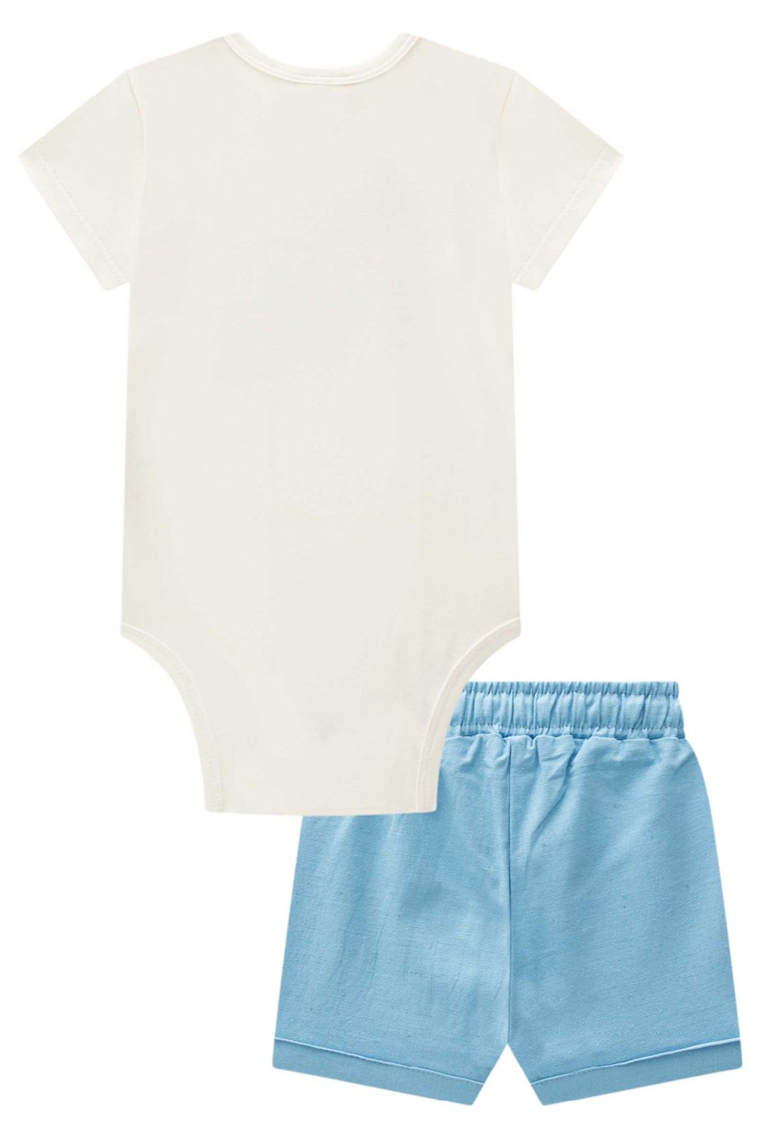 Conjunto de body em suedine e bermuda em linho santorine com elastano 95462 LucBoo Bebê Menino