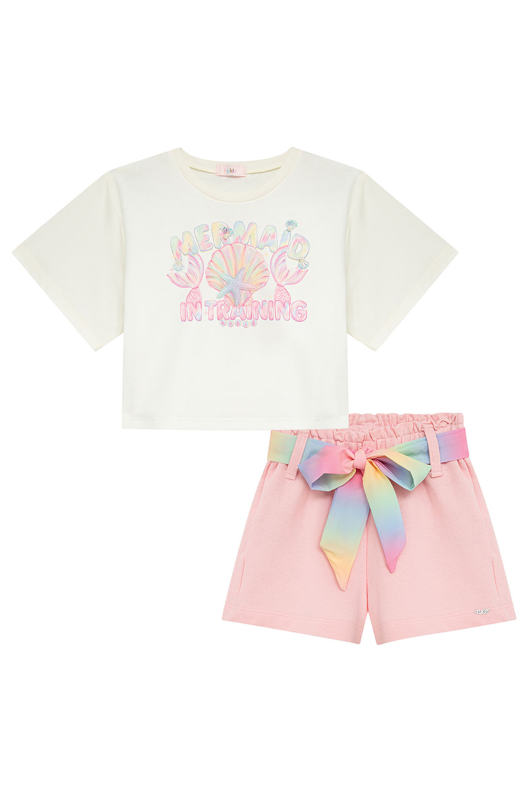 Conjunto de blusa em meia malha e shorts em moletom sem pelúcia 96576 Kukiê Infantil Menina Conjunto de blusa em meia malha e shorts em moletom sem pelúcia 96576 Kukiê Infantil Menina