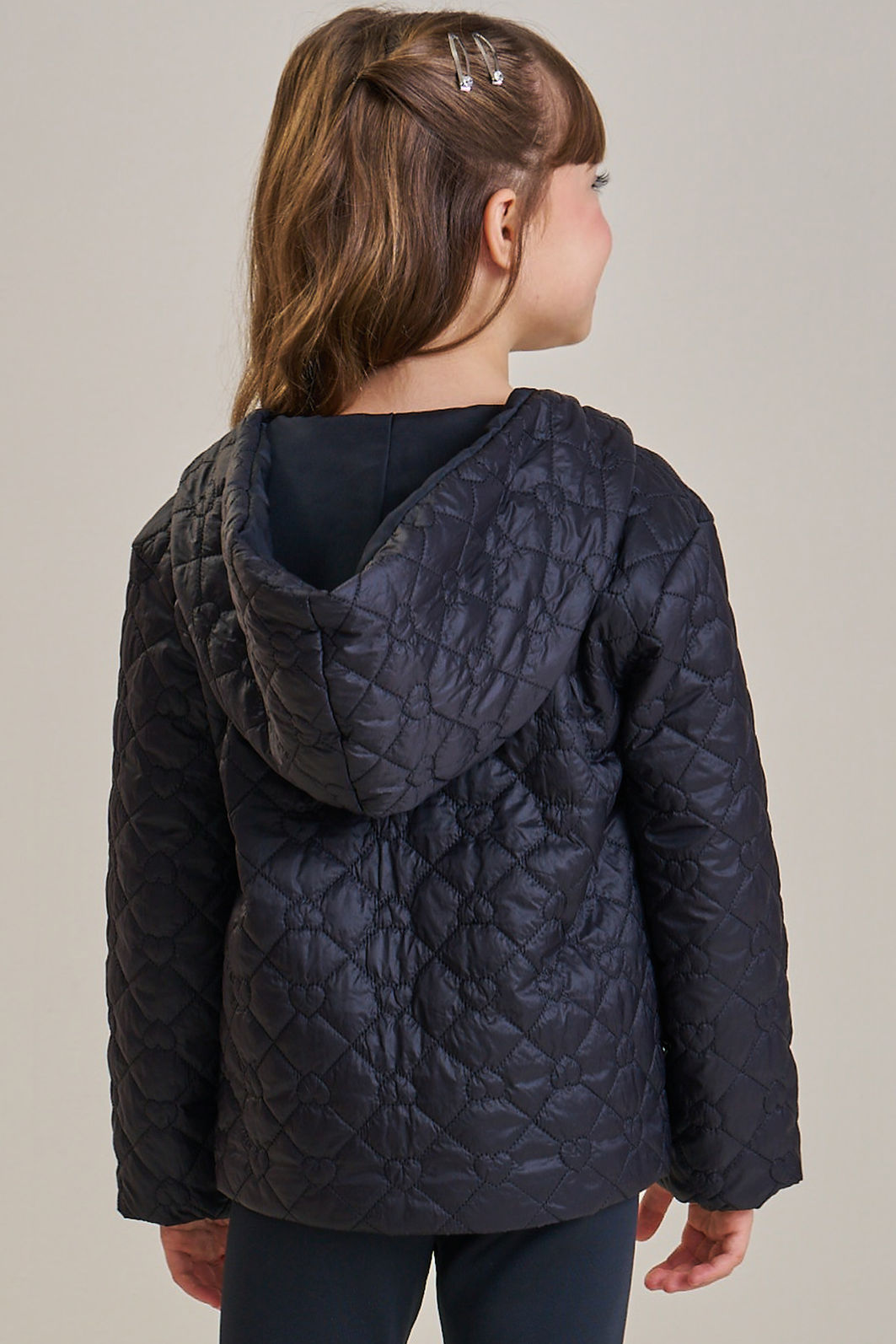 Jaqueta em nylon matelassê de coração 92149 Infanti Infantil Menina