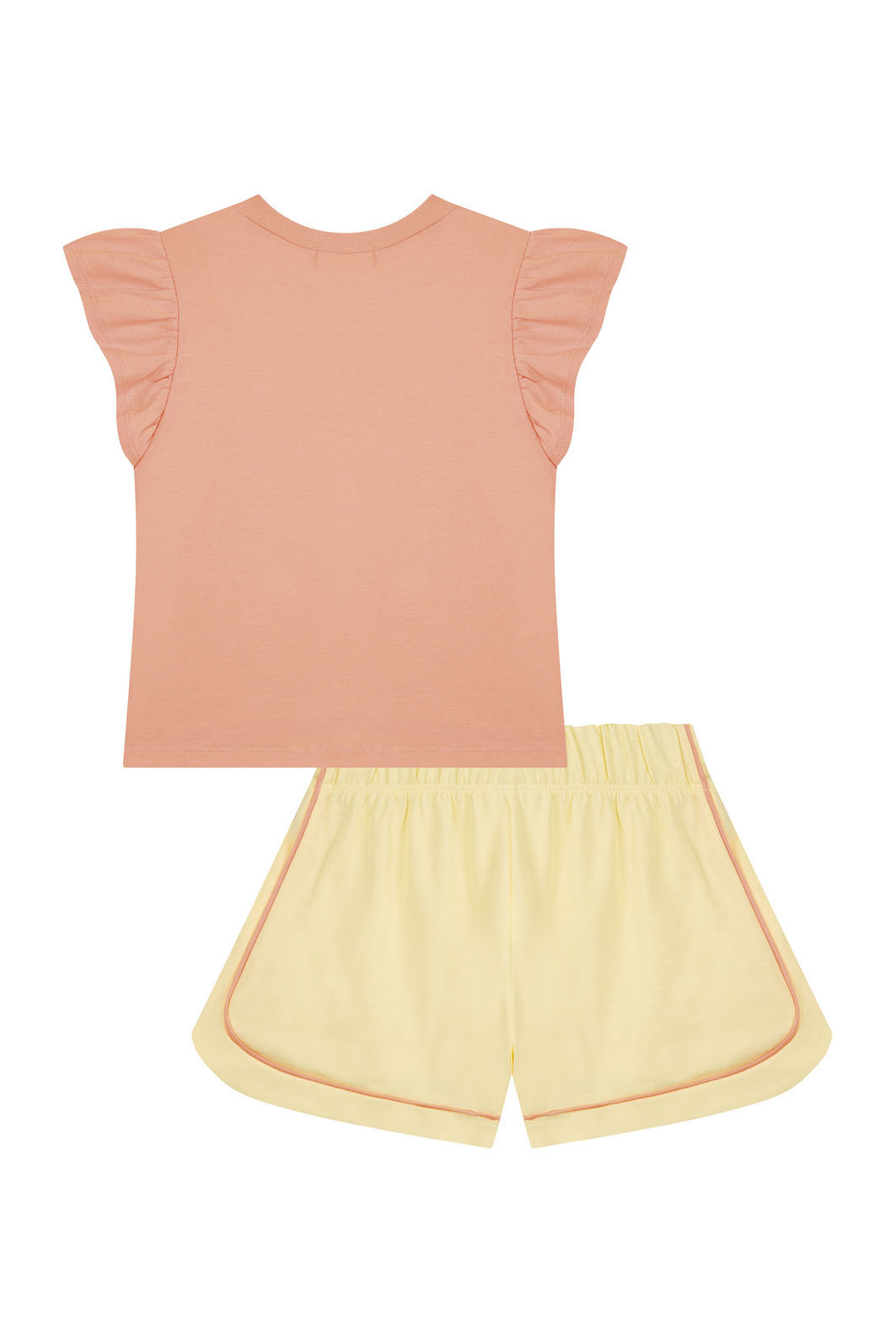 Conjunto de pijama de blusa em flamê e shorts em meia malha 88747 Kukiê Infantil Menina Conjunto de pijama de blusa em flamê e shorts em meia malha 88747 Kukiê Infantil Menina