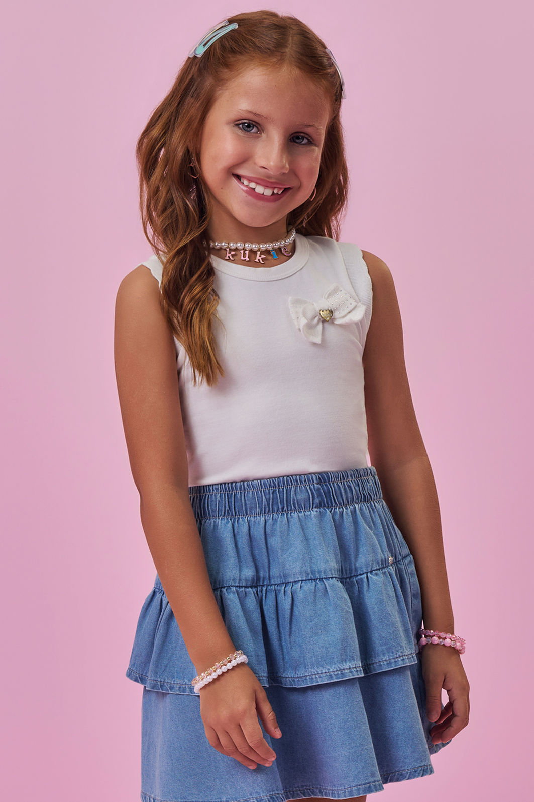 Regata em cotton 98438 Kukiê Infantil Menina Regata em cotton 98438 Kukiê Infantil Menina