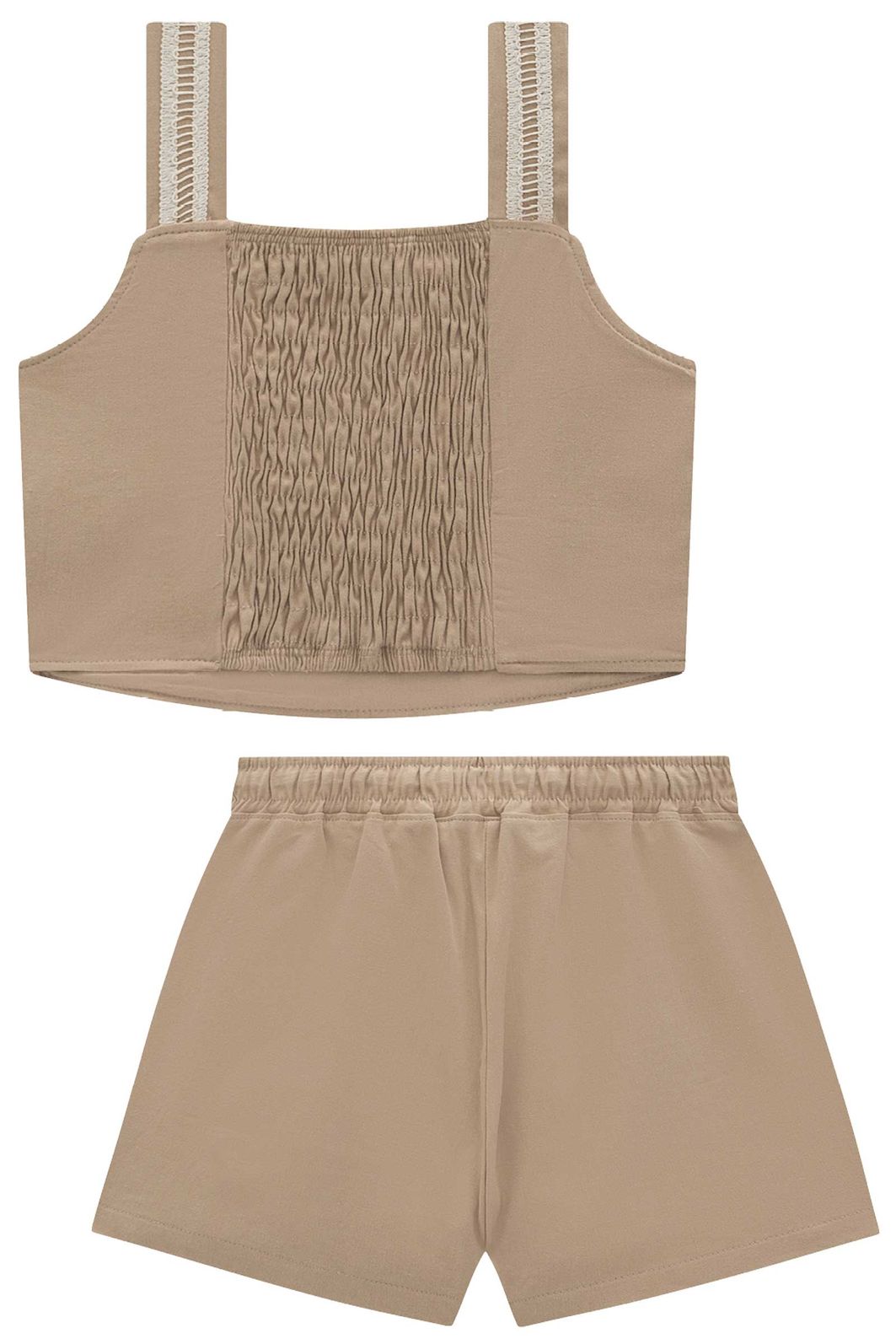 Conjunto de regata e shorts em sarja com elastano 94965 Vic Teen Menina Conjunto de regata e shorts em sarja com elastano 94965 Vic Teen Menina