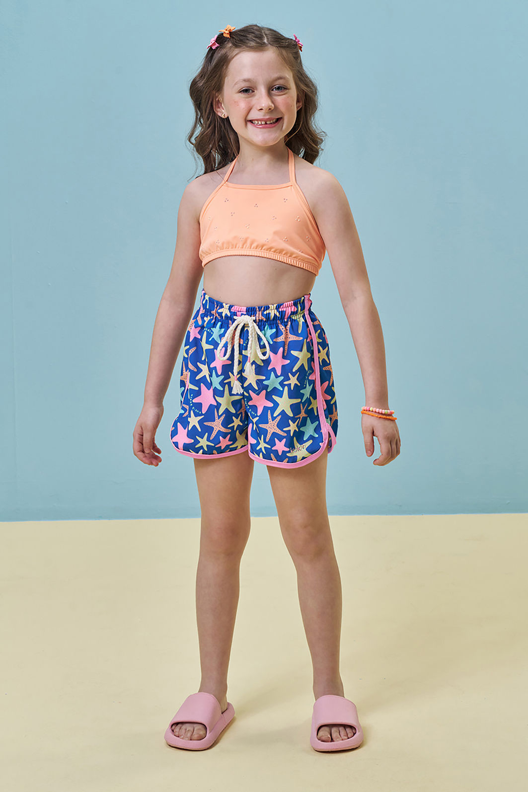 Short saída de praia de nylon ergonomic com elastano 95650 Kukiê Infantil Menina