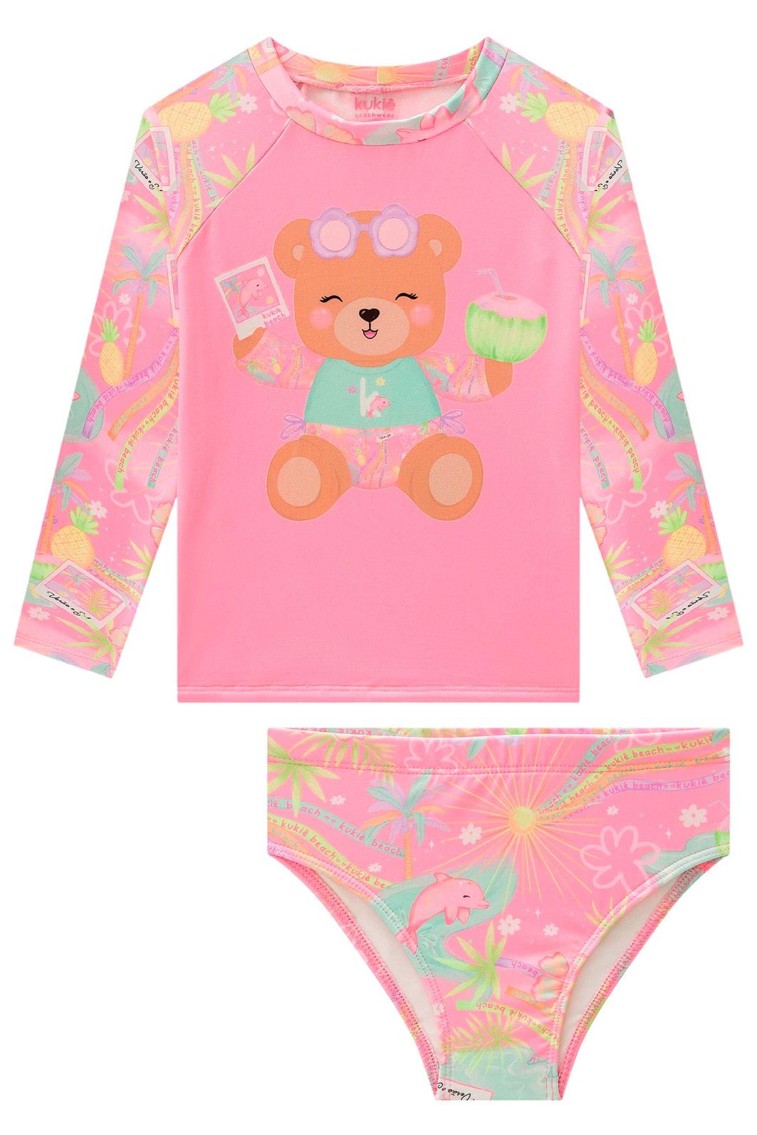 Conjunto de blusa e calcinha em malha com proteção UV50+ 98982 Kukiê Infantil Menina Conjunto de blusa e calcinha em malha com proteção UV50+ 98982 Kukiê Infantil Menina