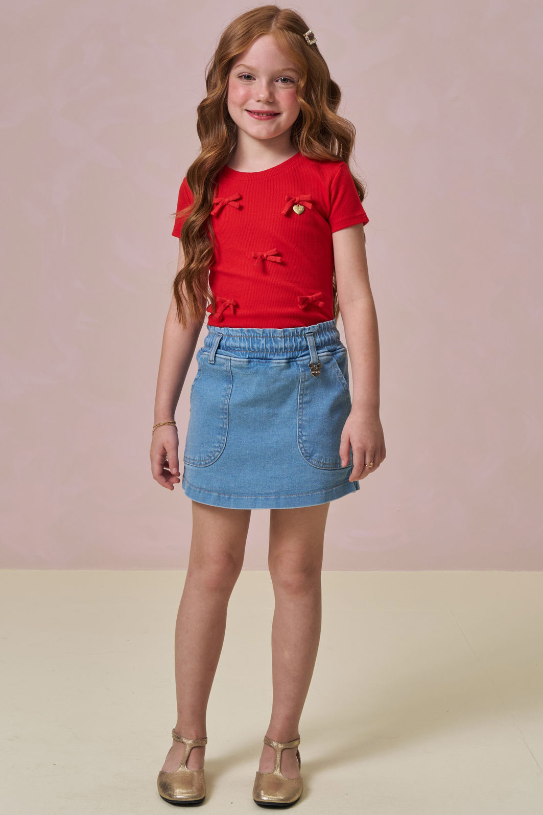 Short saia em jeans com elastano 94639 Infanti Infantil Menina Short saia em jeans com elastano 94639 Infanti Infantil Menina