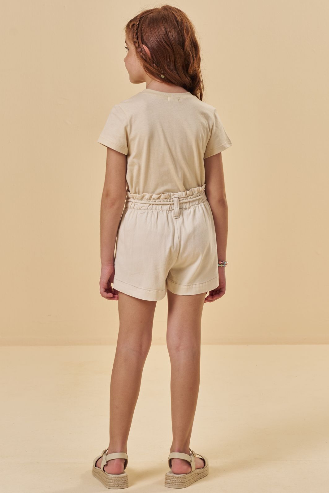 Shorts em sarja com elastano 95570 Kukiê Infantil Menina