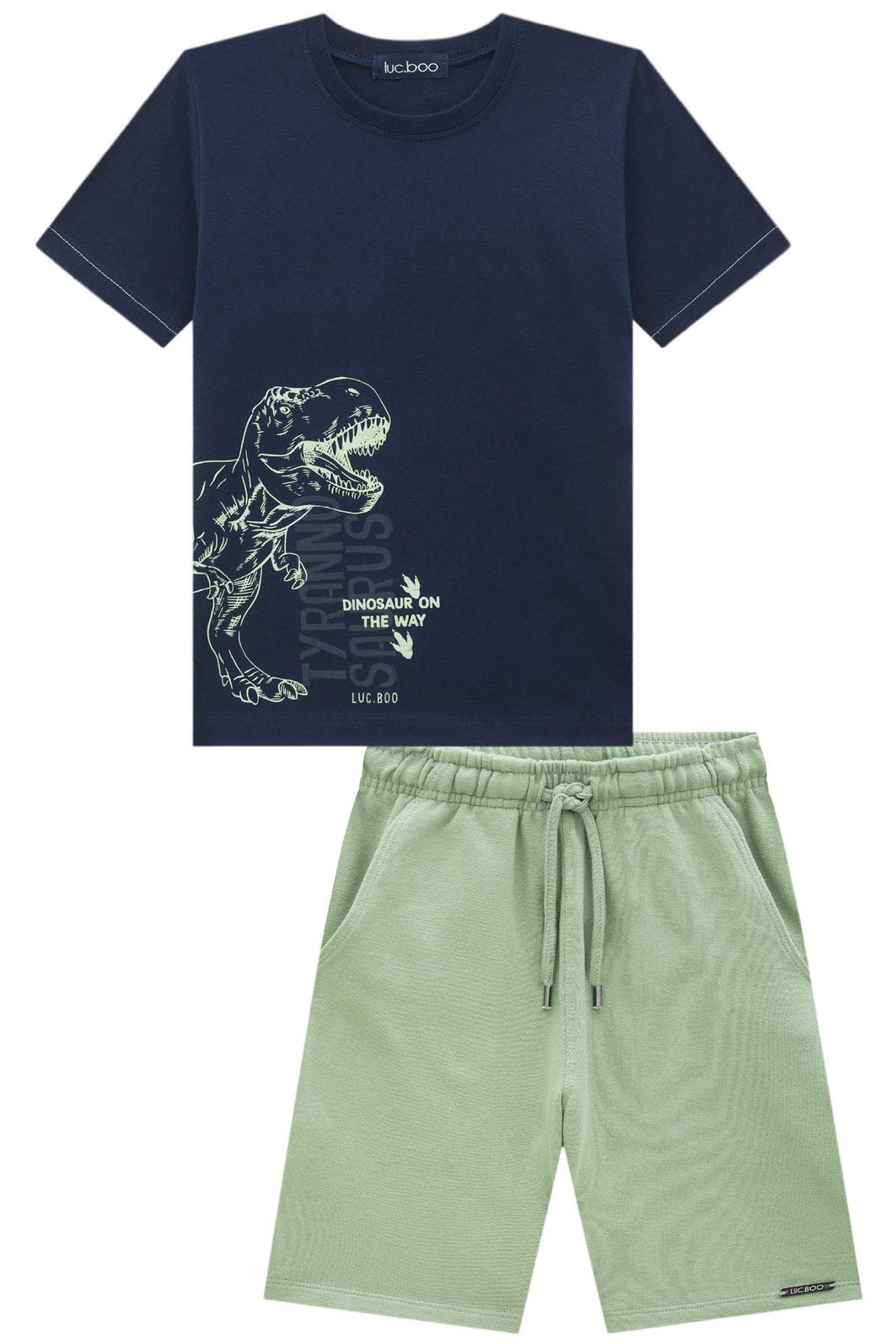 Conjunto de camiseta em meia malha e bermuda em moletwill com elastano 94845 LucBoo Infantil Menino Conjunto de camiseta em meia malha e bermuda em moletwill com elastano 94845 LucBoo Infantil Menino