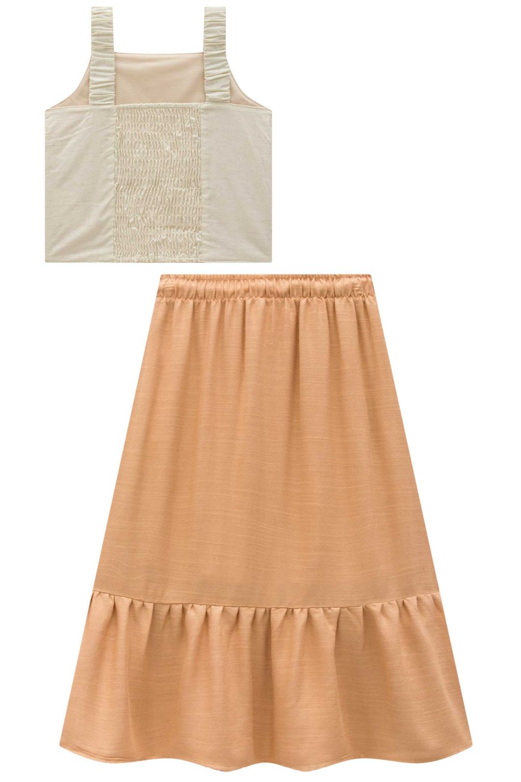 Conjunto de blusa em linho deluxe com saia midi em viscose 99162 Infanti Infantil Menina Conjunto de blusa em linho deluxe com saia midi em viscose 99162 Infanti Infantil Menina