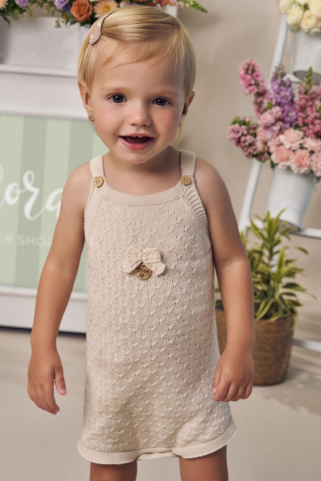 Romper em tricot 100% algodão 97550 Infanti Bebê Menina Romper em tricot 100% algodão 97550 Infanti Bebê Menina