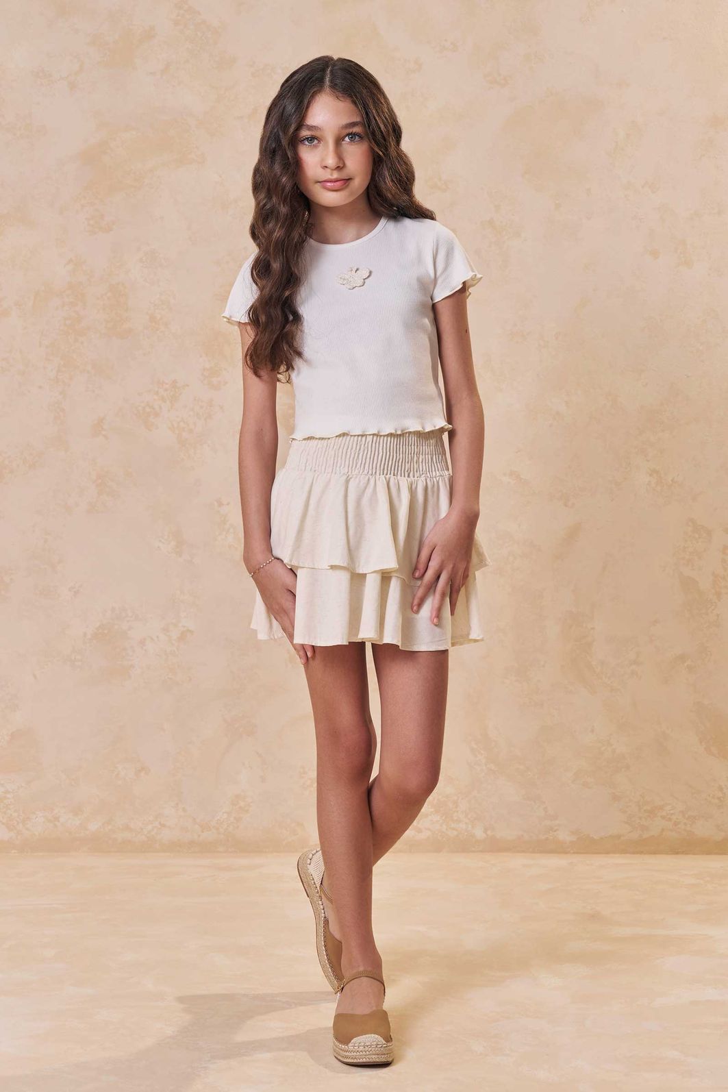 Conjunto de blusa em canelado liz e saia em linho deluxe com shorts embutido 95213 Lilimoon Teen Menina Conjunto de blusa em canelado liz e saia em linho deluxe com shorts embutido 95213 Lilimoon Teen Menina