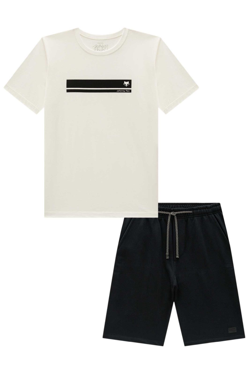 Conjunto de camiseta em meia malha e bermuda em moletom sem pelúcia 96840 Johnny Fox Teen Menino Conjunto de camiseta em meia malha e bermuda em moletom sem pelúcia 96840 Johnny Fox Teen Menino