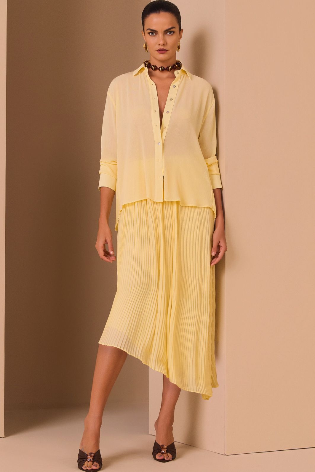 Camisa em chiffon texturizado 97662 Linzzi Camisa em chiffon texturizado 97662 Linzzi
