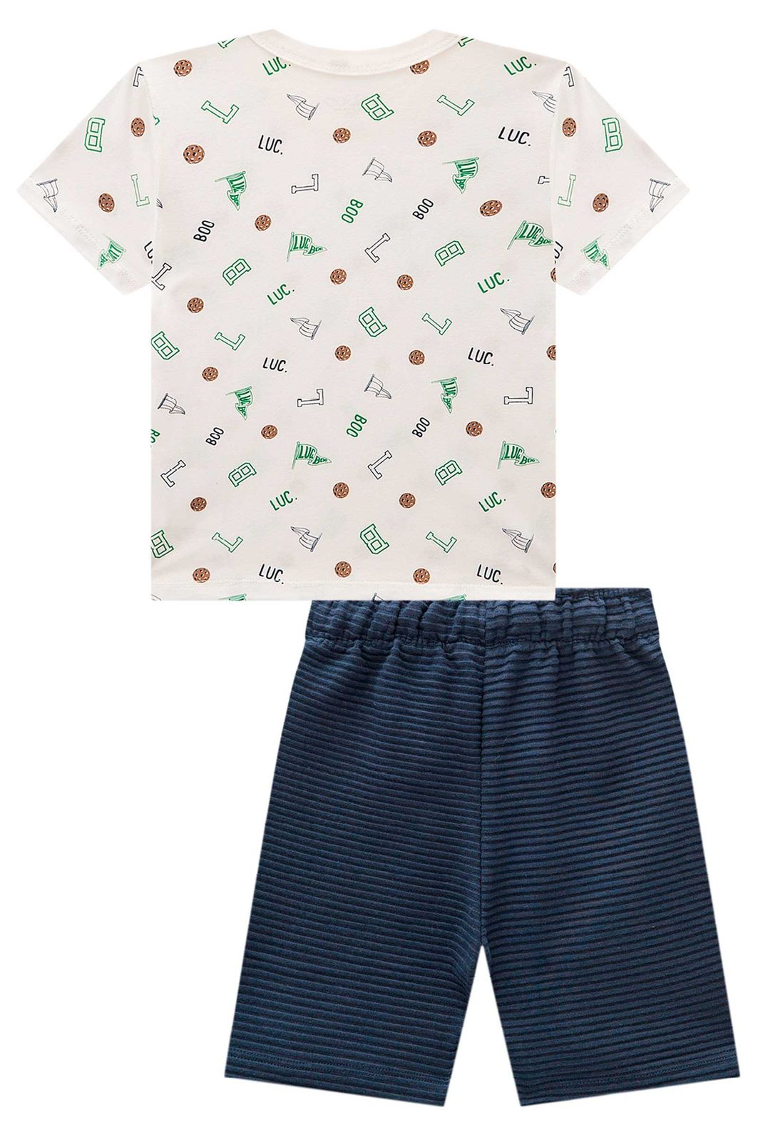 Conjunto de camiseta em meia malha e bermuda em moletom relevo 97919 LucBoo Infantil Menino Conjunto de camiseta em meia malha e bermuda em moletom relevo 97919 LucBoo Infantil Menino