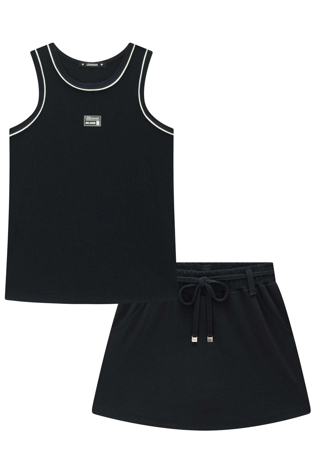 Conjunto de regata e short saia em canelado maui 98568 Lilimoon Teen Menina