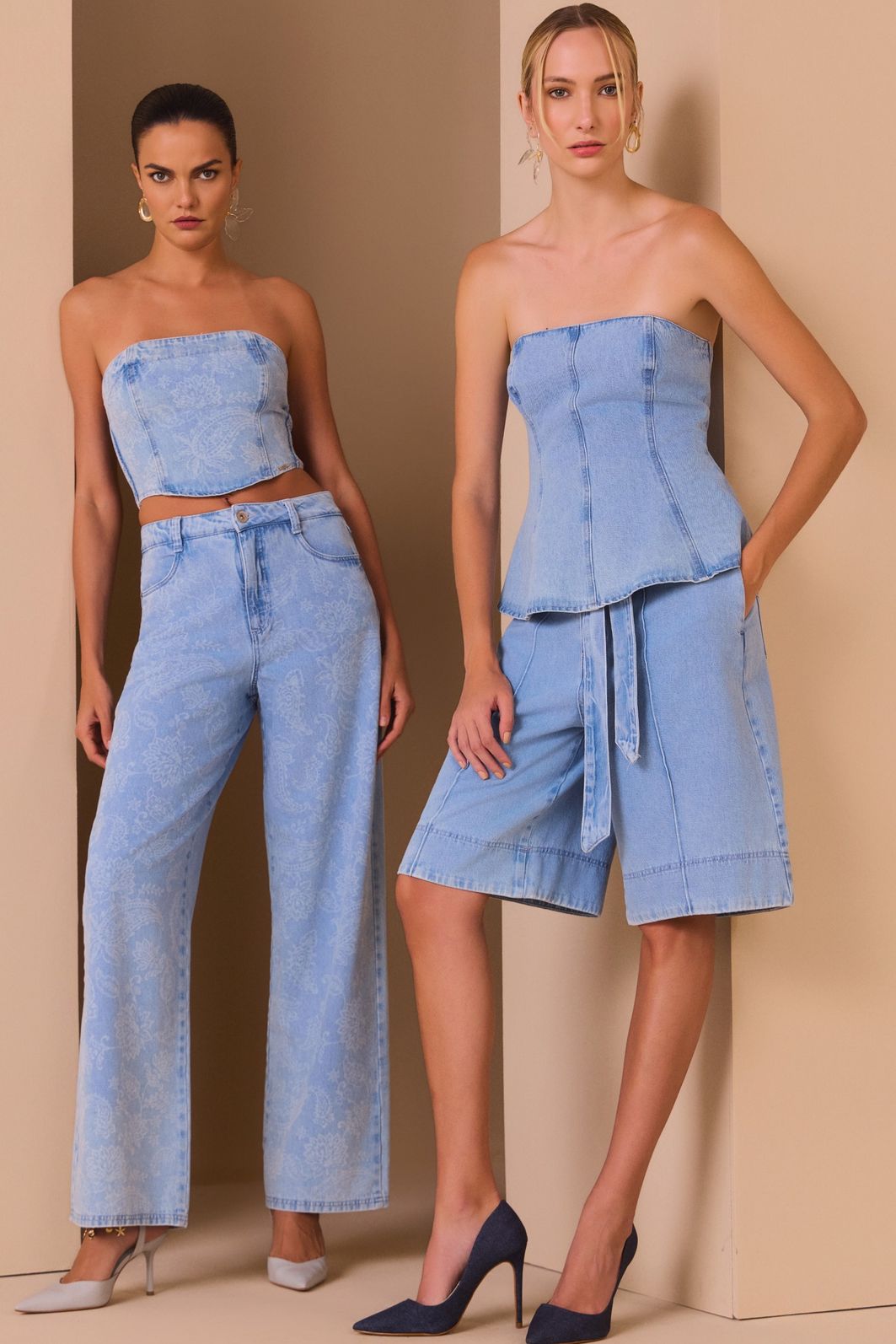 Bermuda em jeans. Acompanha cinto no mesmo tecido. 97869 Linzzi Bermuda em jeans. Acompanha cinto no mesmo tecido. 97869 Linzzi