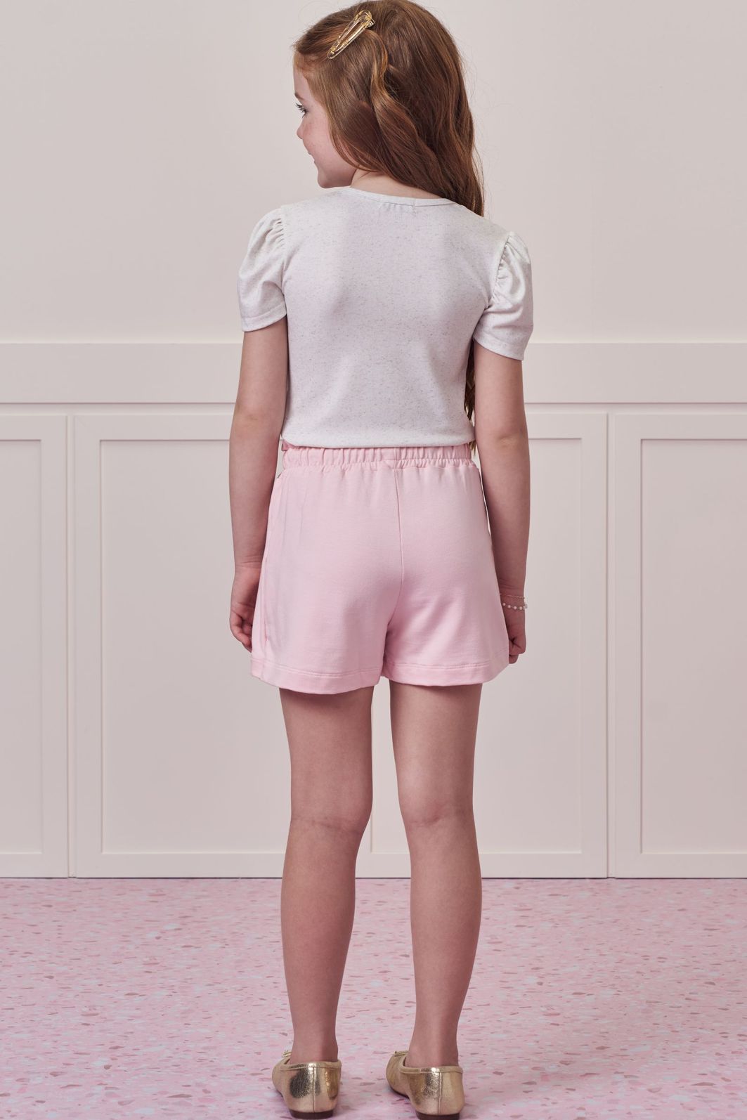 Conjunto de blusa em malha power e short saia em molevisco 98766 Infanti Infantil Menina