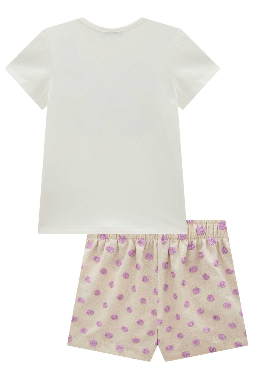 Conjunto de blusa em cotton com shorts em linho bordado poá 99394 Infanti Infantil Menina Conjunto de blusa em cotton com shorts em linho bordado poá 99394 Infanti Infantil Menina