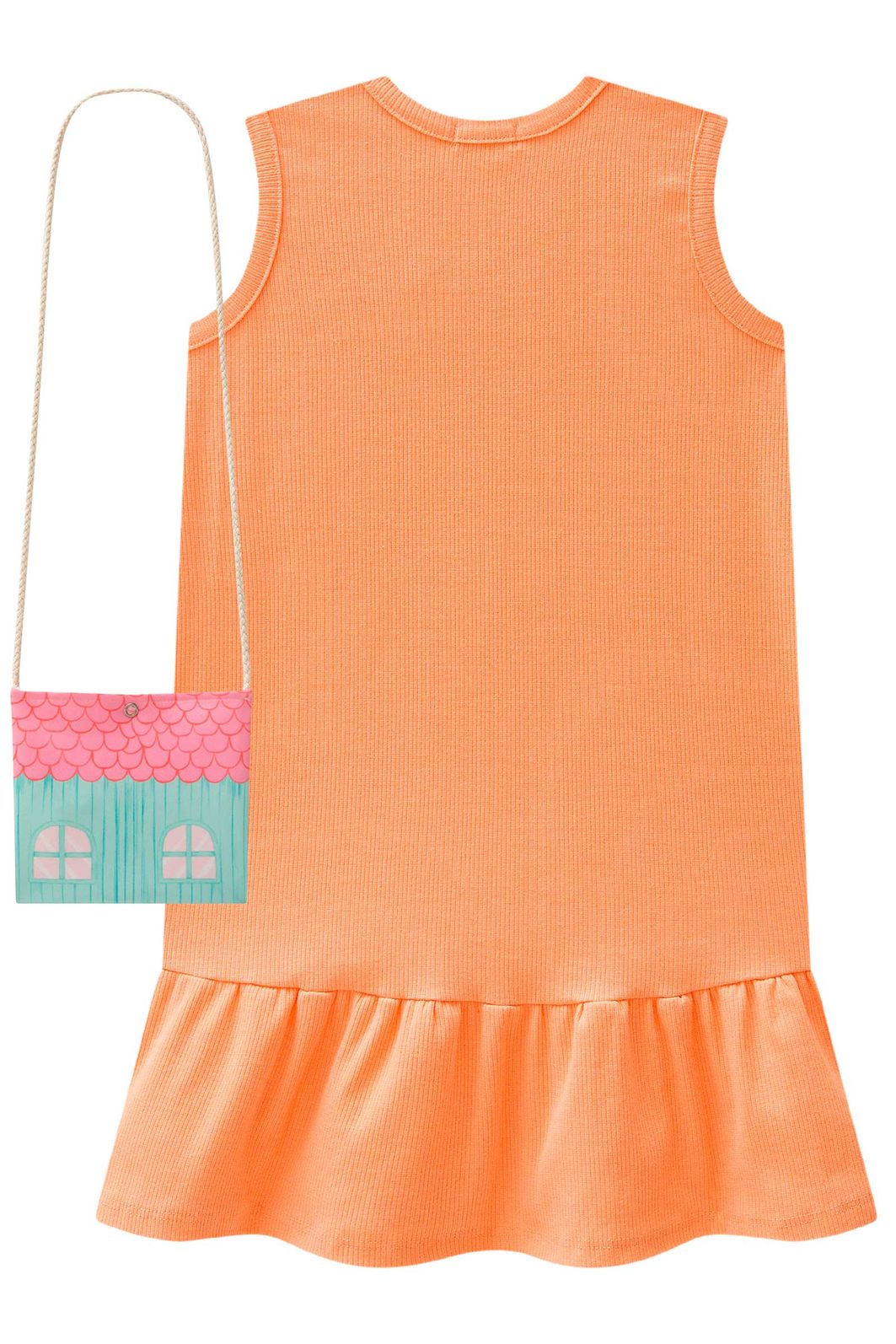 Vestido em canelado. (Acompanha bolsa) 98969 Kukiê Infantil Menina Vestido em canelado. (Acompanha bolsa) 98969 Kukiê Infantil Menina