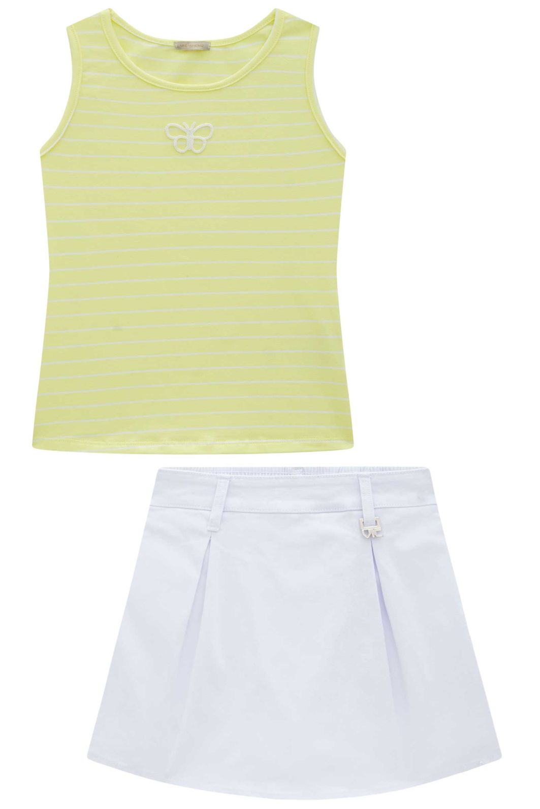 Conjunto de regata em cotton e short saia em sarja com elastano 96856 Vic Teen Menina Conjunto de regata em cotton e short saia em sarja com elastano 96856 Vic Teen Menina