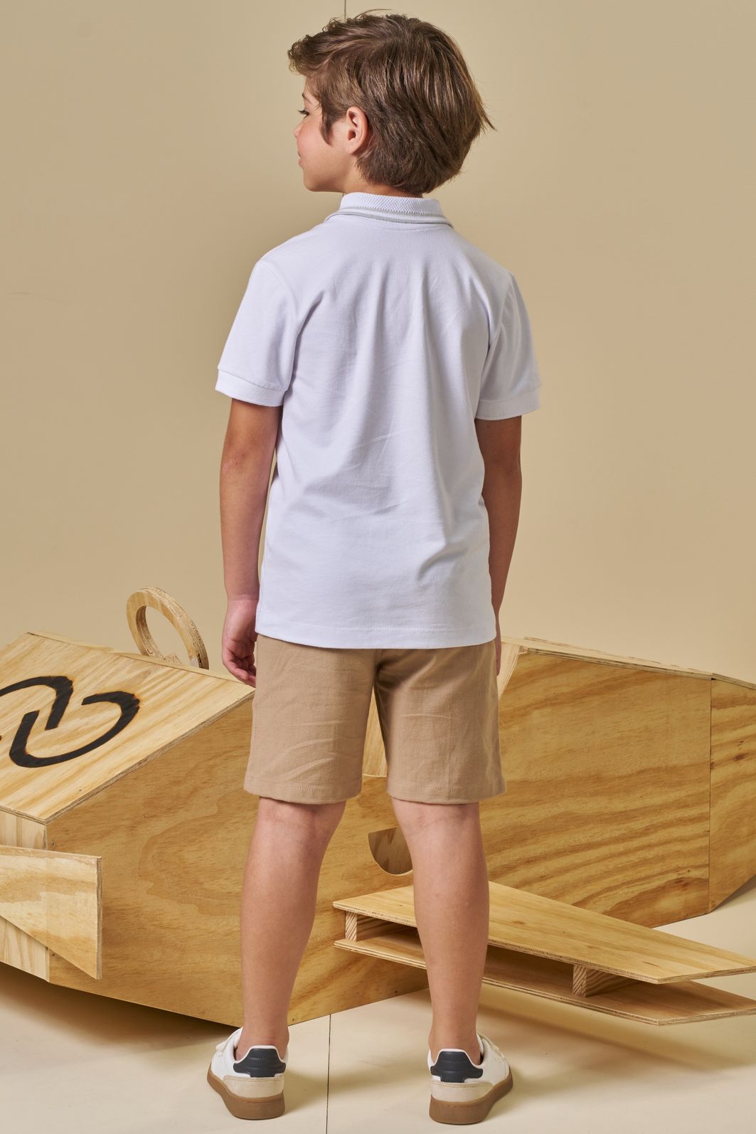 Conjunto de camisa polo em piquet com elastano e bermuda em linho santorine com elastano 94568 LucBoo Infantil Menino Conjunto de camisa polo em piquet com elastano e bermuda em linho santorine com elastano 94568 LucBoo Infantil Menino