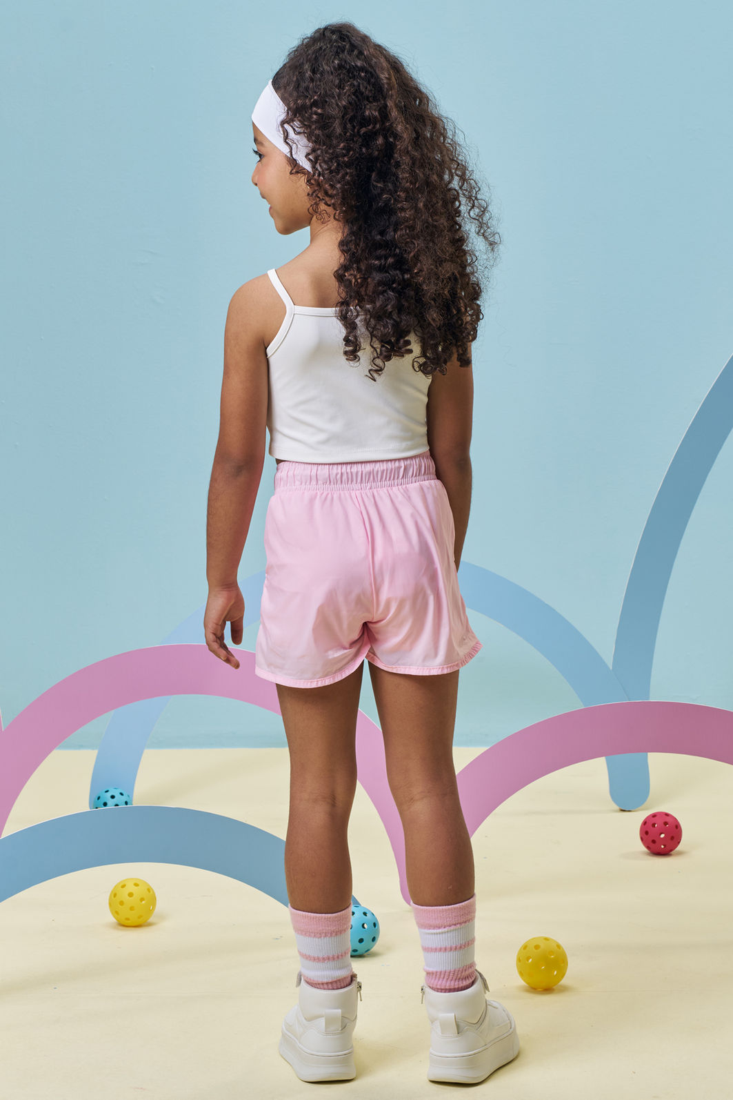 Conjunto de top cropped em poliamida e shorts em air tech 96966 Kukiê Infantil Menina