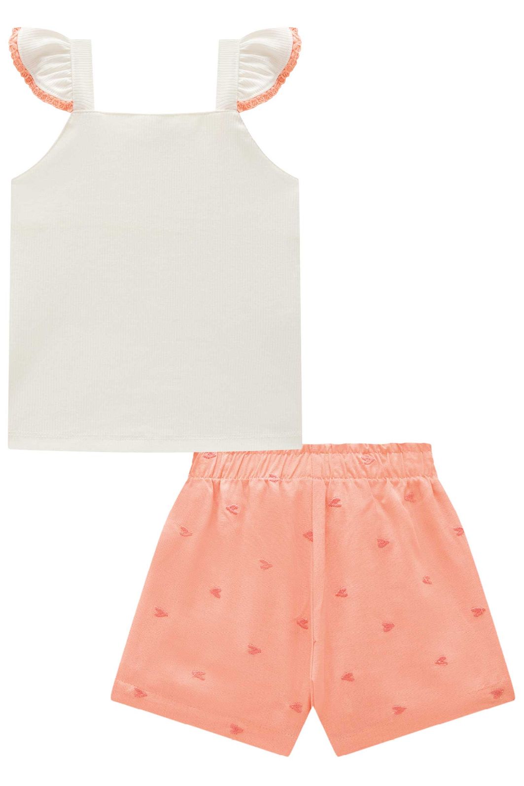 Conjunto de regata em canelado liz e shorts em linho bordado corações 96652 Infanti Infantil Menina Conjunto de regata em canelado liz e shorts em linho bordado corações 96652 Infanti Infantil Menina