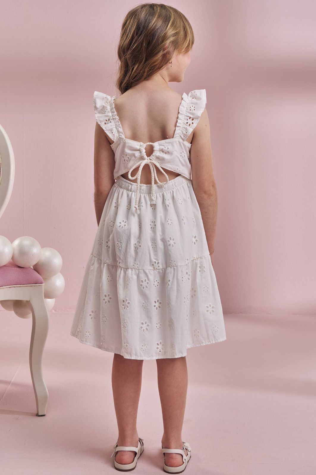 Vestido em laise 100% algodão 93687 Kukiê Infantil Menina Vestido em laise 100% algodão 93687 Kukiê Infantil Menina