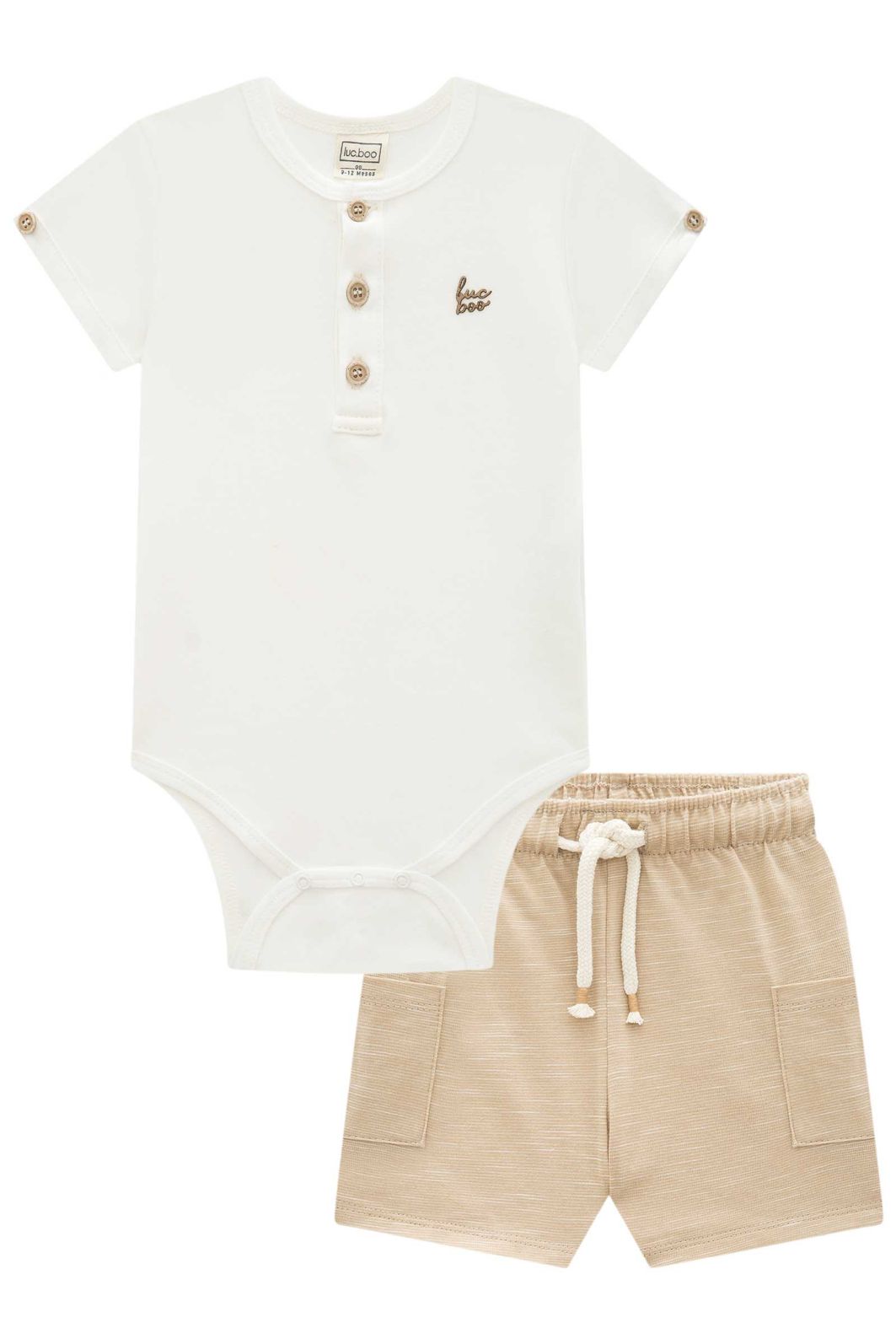 Conjunto de body em suedine e bermuda em malha mesclada 96409 LucBoo Bebê Menino Conjunto de body em suedine e bermuda em malha mesclada 96409 LucBoo Bebê Menino
