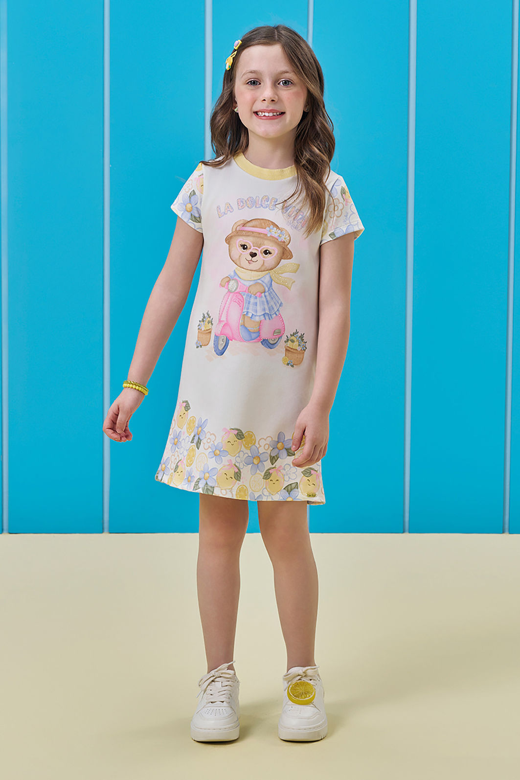 Vestido em molecotton 95569 Kukiê Infantil Menina Vestido em molecotton 95569 Kukiê Infantil Menina