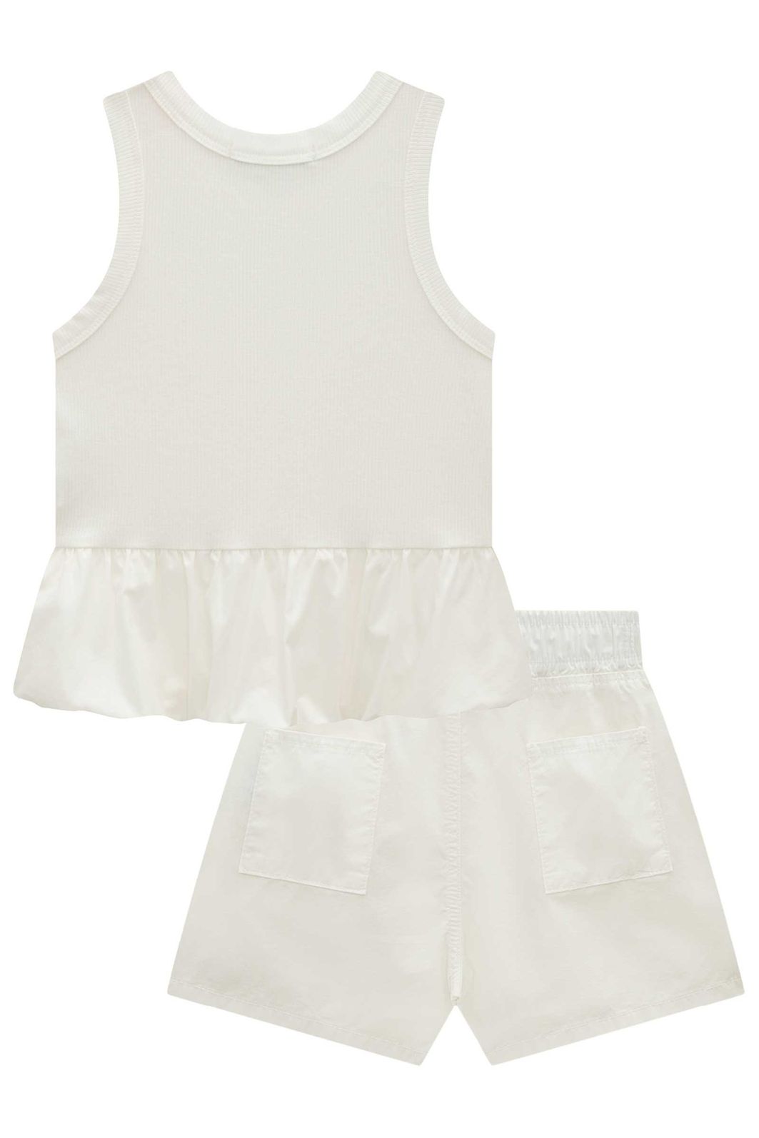 Conjunto de regata balonê em canelado liz com detalhe e shorts em sarja com elastano 99371 Lilimoon Teen Menina