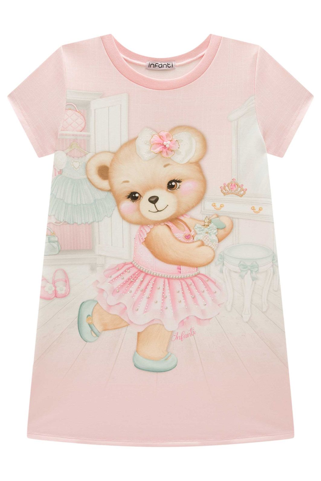 Vestido em molecotton 97935 Infanti Infantil Menina Vestido em molecotton 97935 Infanti Infantil Menina