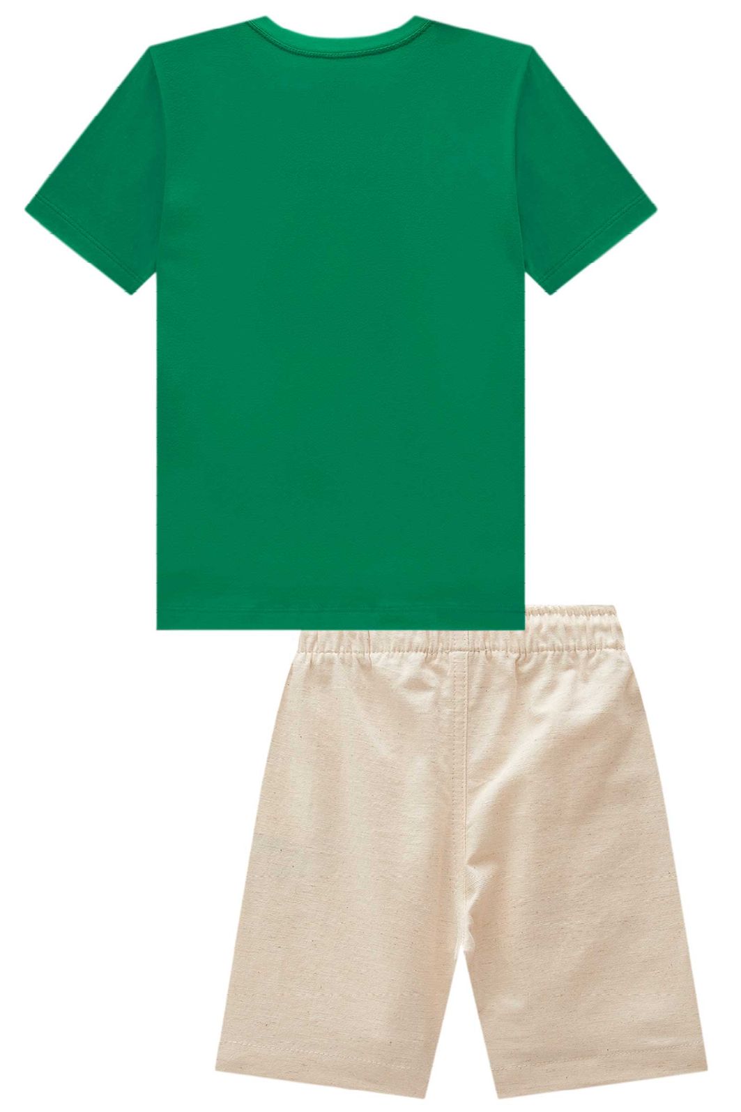Conjunto de camiseta em meia malha e bermuda em linho santorine com elastano 99638 LucBoo Infantil Menino