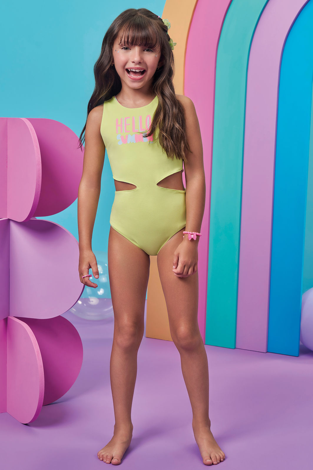 Maiô reversível em malha com proteção UV50+ 98997 Kukiê Infantil Menina Maiô reversível em malha com proteção UV50+ 98997 Kukiê Infantil Menina