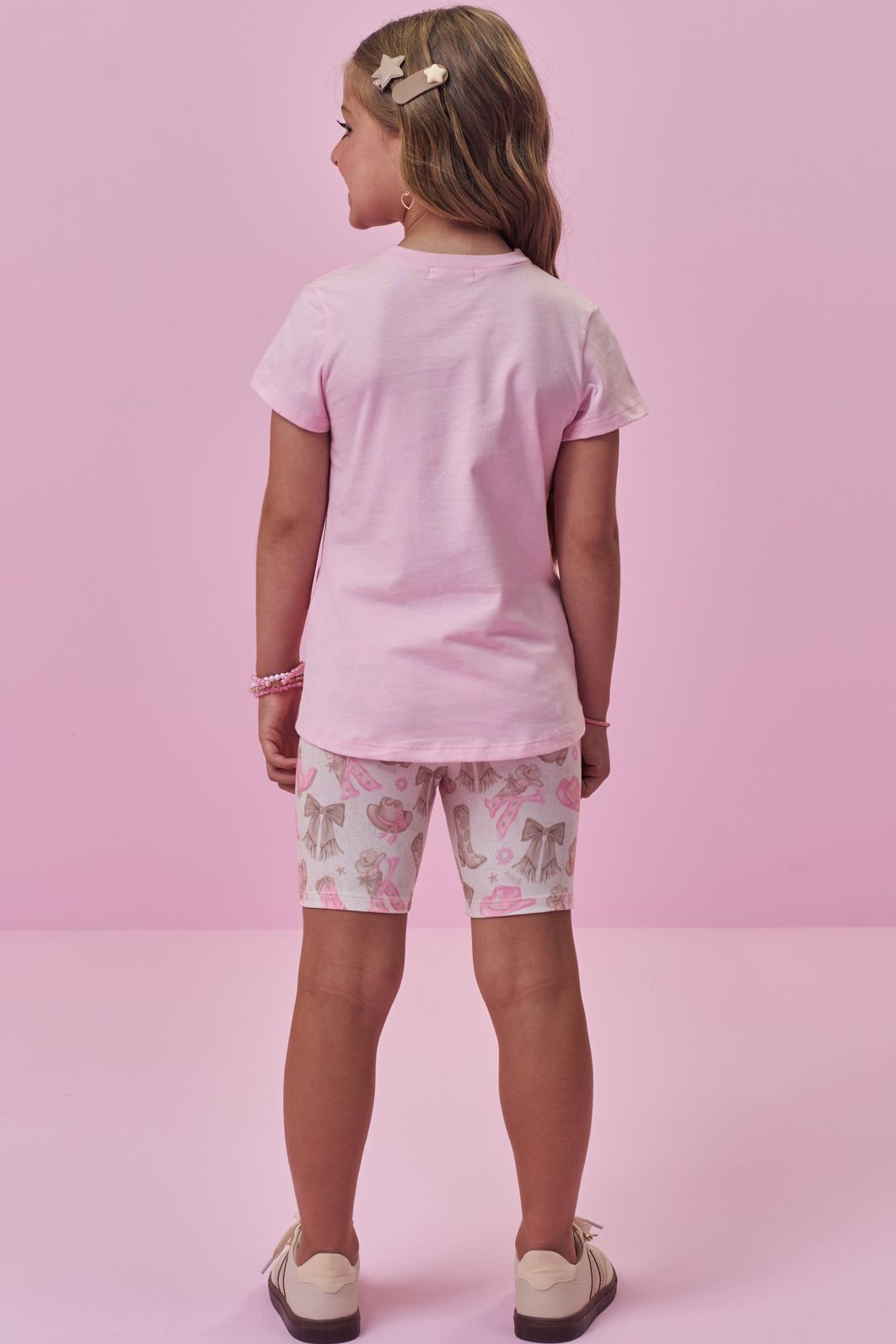 Conjunto de blusa em meia malha e bermuda biker em molecotton 98734 Kukiê Infantil Menina Conjunto de blusa em meia malha e bermuda biker em molecotton 98734 Kukiê Infantil Menina