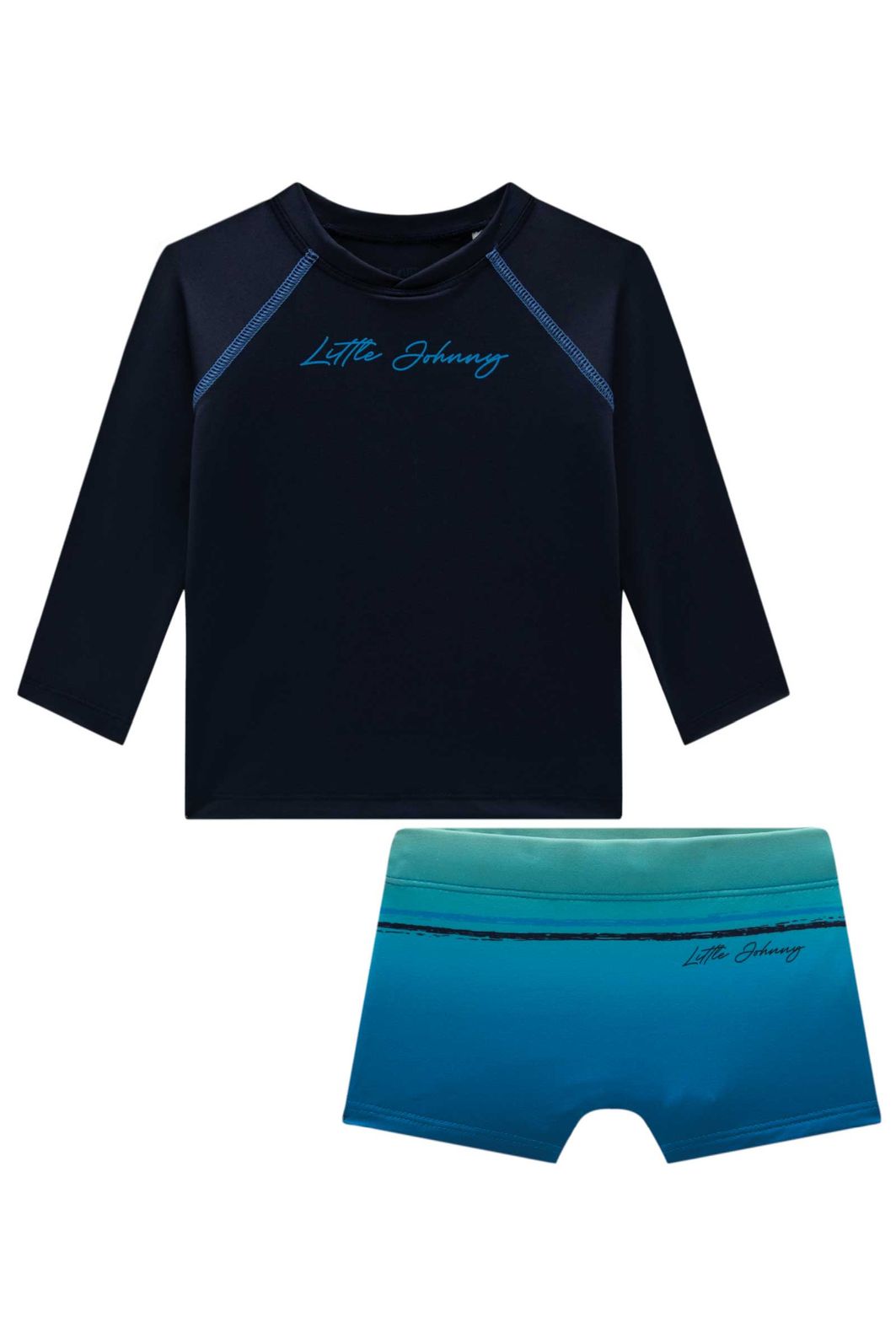 Conjunto de camiseta e sunga em malha uvdry com proteção UV50+ 93026 Johnny Fox Bebê Menino Conjunto de camiseta e sunga em malha uvdry com proteção UV50+ 93026 Johnny Fox Bebê Menino