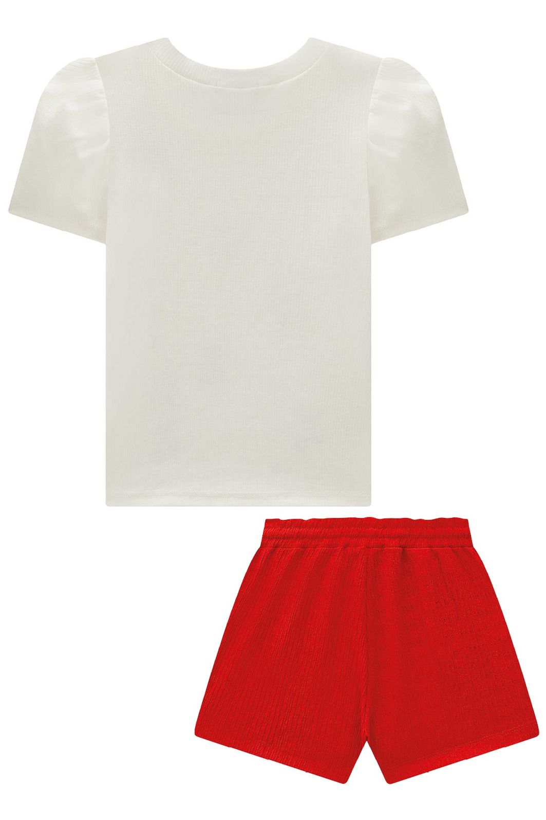 Conjunto de blusa em canelado liz e shorts em malha enrugada 96657 Infanti Infantil Menina Conjunto de blusa em canelado liz e shorts em malha enrugada 96657 Infanti Infantil Menina