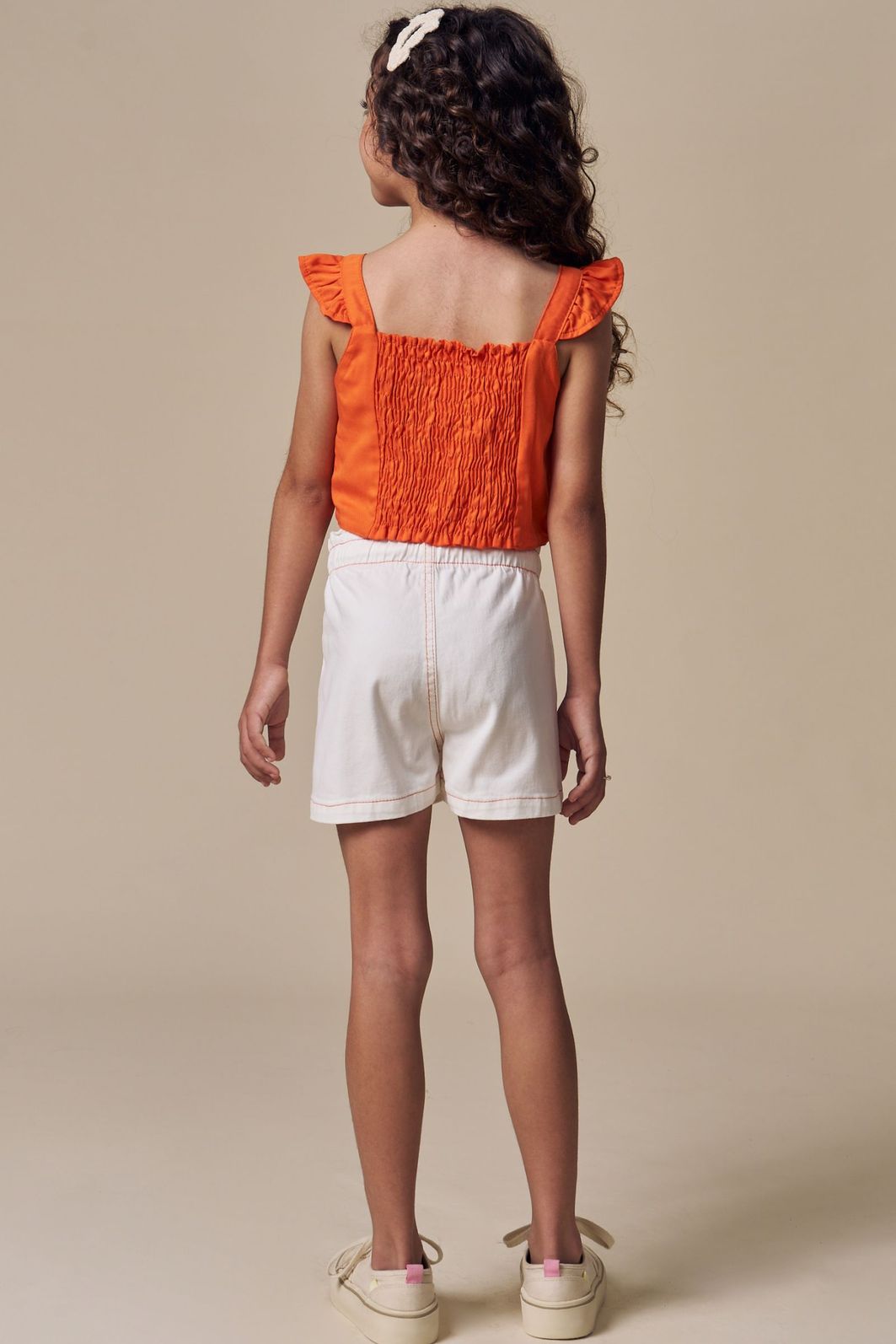 Conjunto de blusa em viscose e shorts em sarja com elastano 93342 Infanti Infantil Menina