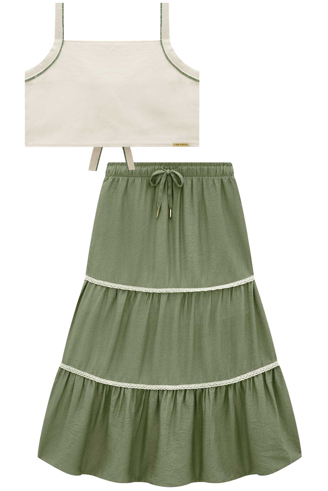 Conjunto de regata em linho com elastano e saia new midi em linho capri 94424 Vic Teen Menina Conjunto de regata em linho com elastano e saia new midi em linho capri 94424 Vic Teen Menina