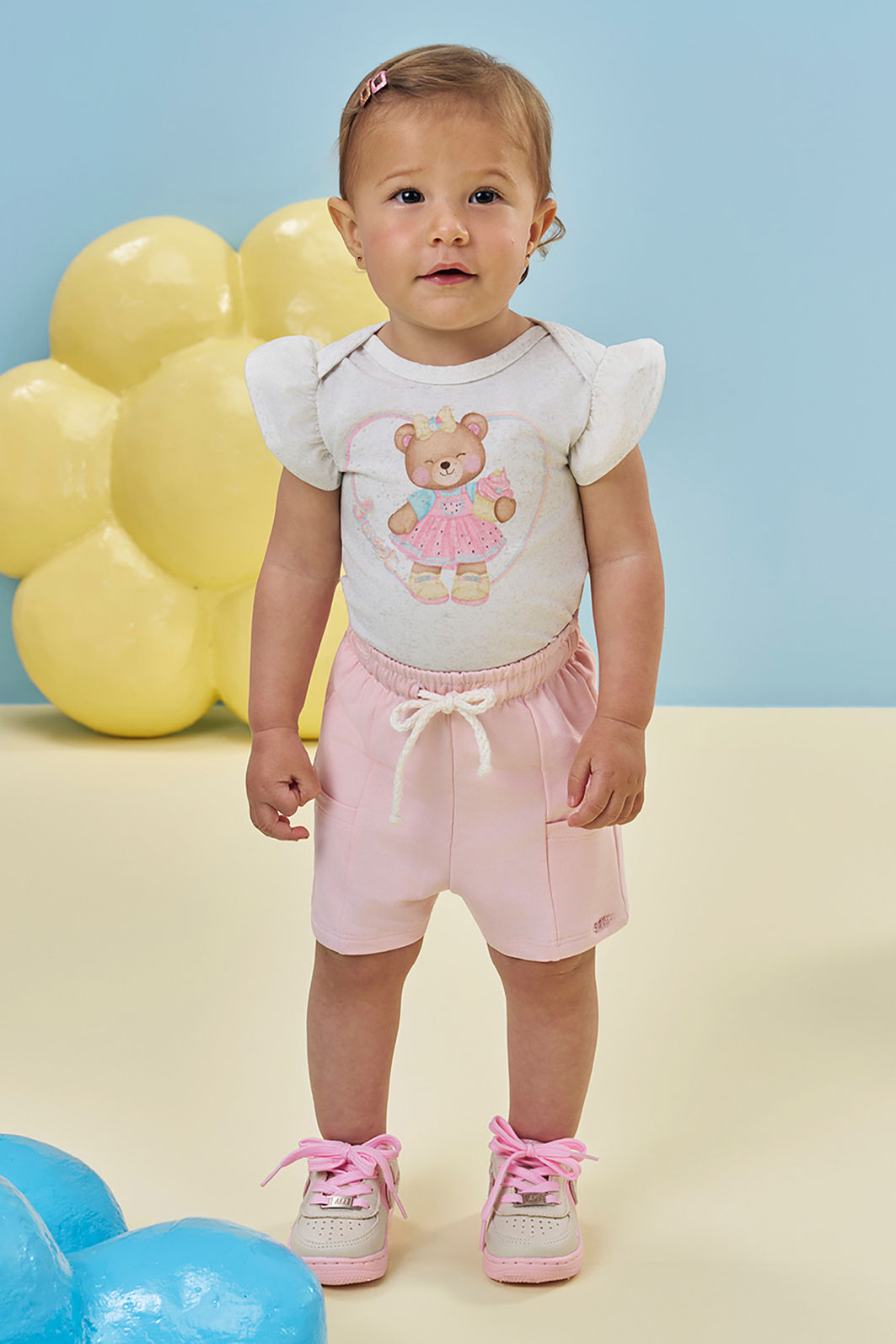 Conjunto de body em malha power e shorts em molevisco 95320 Kukiê Bebê Menina Conjunto de body em malha power e shorts em molevisco 95320 Kukiê Bebê Menina