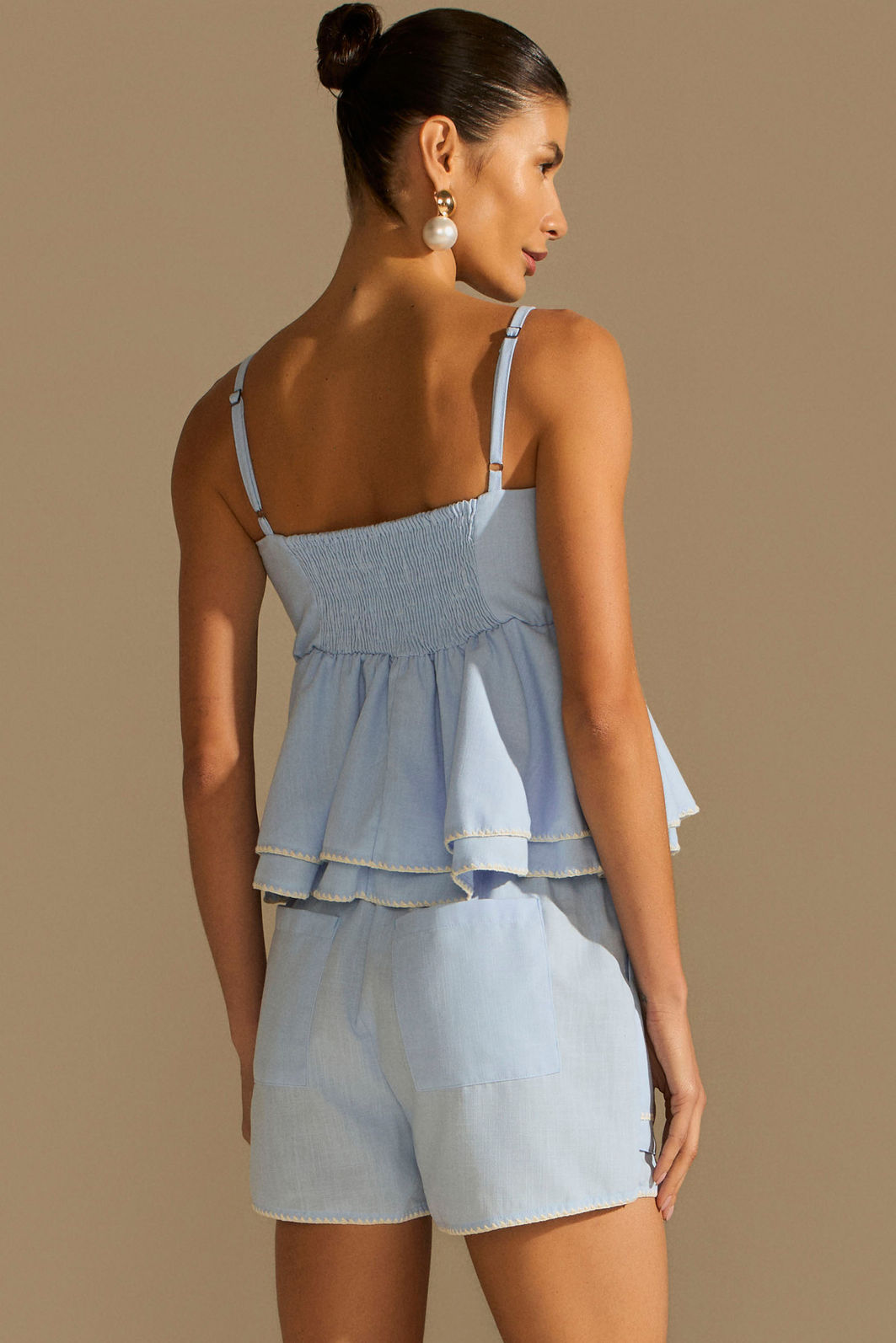 Blusa peplum de alça em blend de linho 95619 Linzzi Blusa peplum de alça em blend de linho 95619 Linzzi