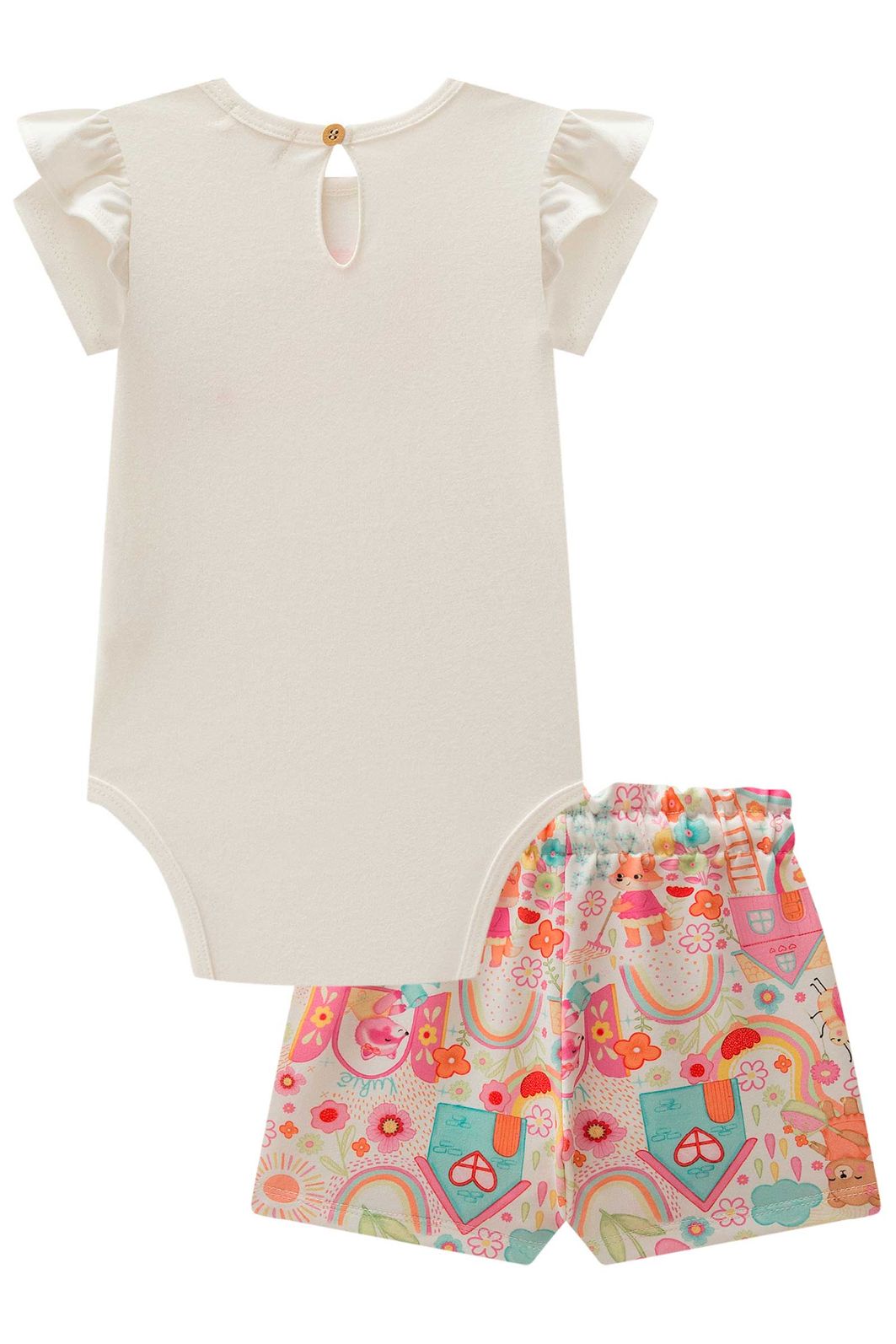 Conjunto de body em suedine e short em molecotton 99572 Kukiê Bebê Menina